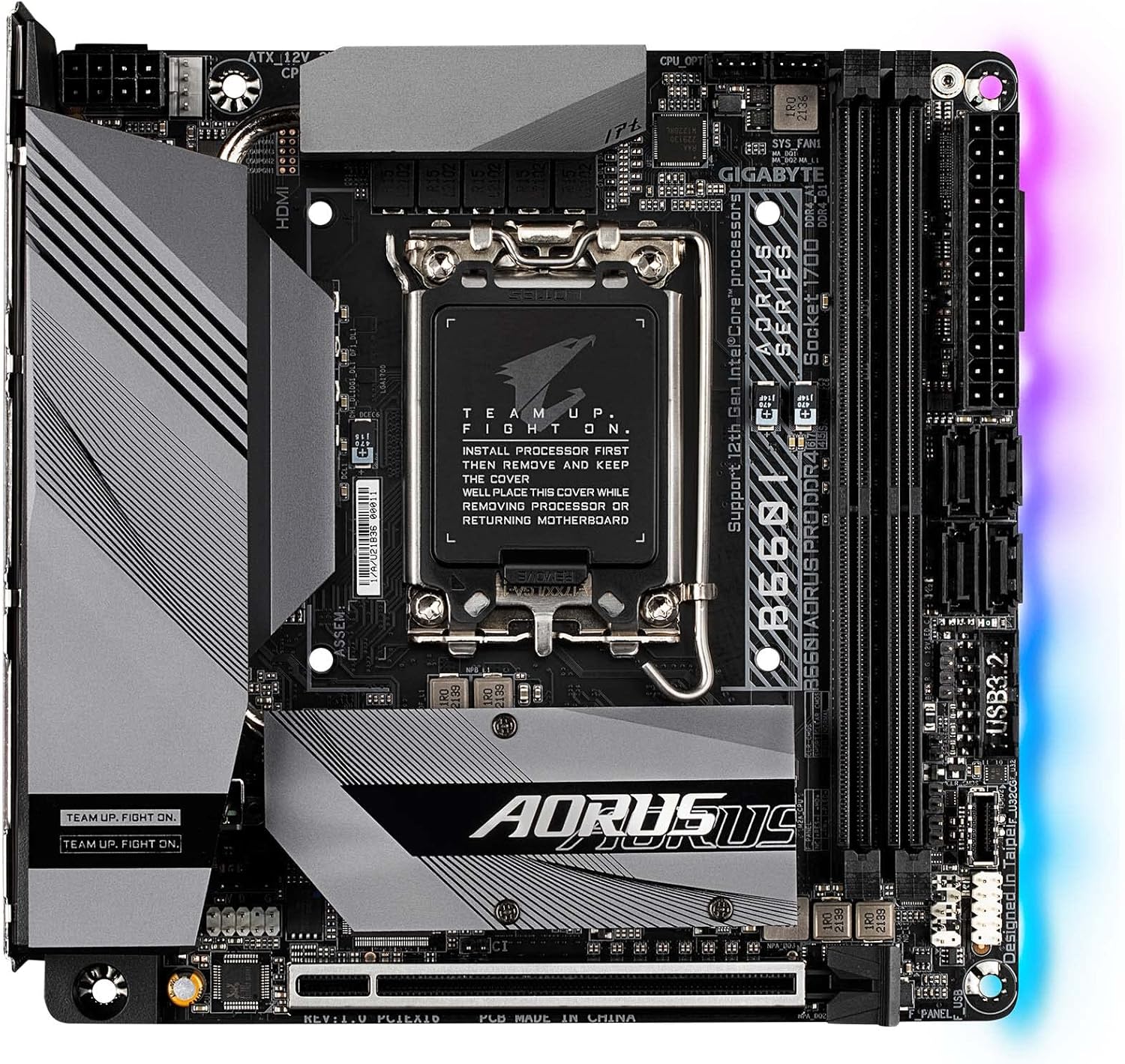 GIGABYTE B660I AORUS PRO DDR4 (B660/ Intel/LGA 1700/ Mini-ITX/ DDR4/ Single M.2/ PCIe 4.0/ USB 3.2 Gen2 Type-C/WiFi 6 802.11ax/ Intel 2.5GbE LAN/Gaming Motherboard)