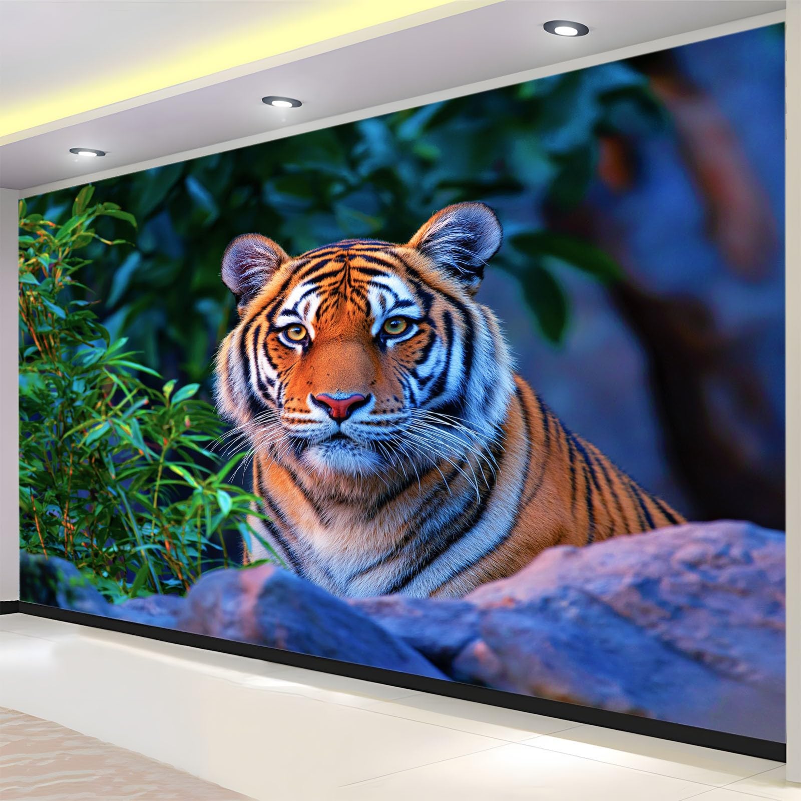 Fototapeta tygrys zwierzęcy 250 x 175 cm, tapeta ścienna, tapeta z włókniny, plakat fotograficzny, nowoczesna dekoracja ścienna, do sypialni, salonu, pokoju dziecięcego, efekt panoramiczny 3D