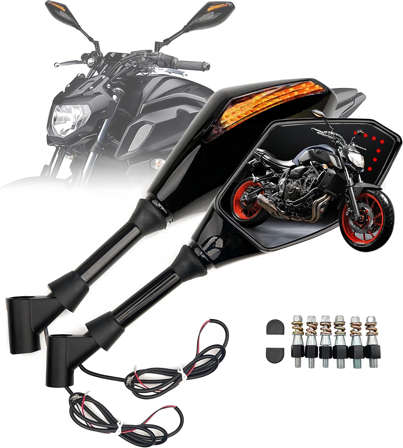 Motorcycle Mirrors Rear View Side 8MM 10MM Black Universal Compatible with Street Dirt Bike Quad Adventure Scooter Coolster Moped GY6 Cruiser ATV