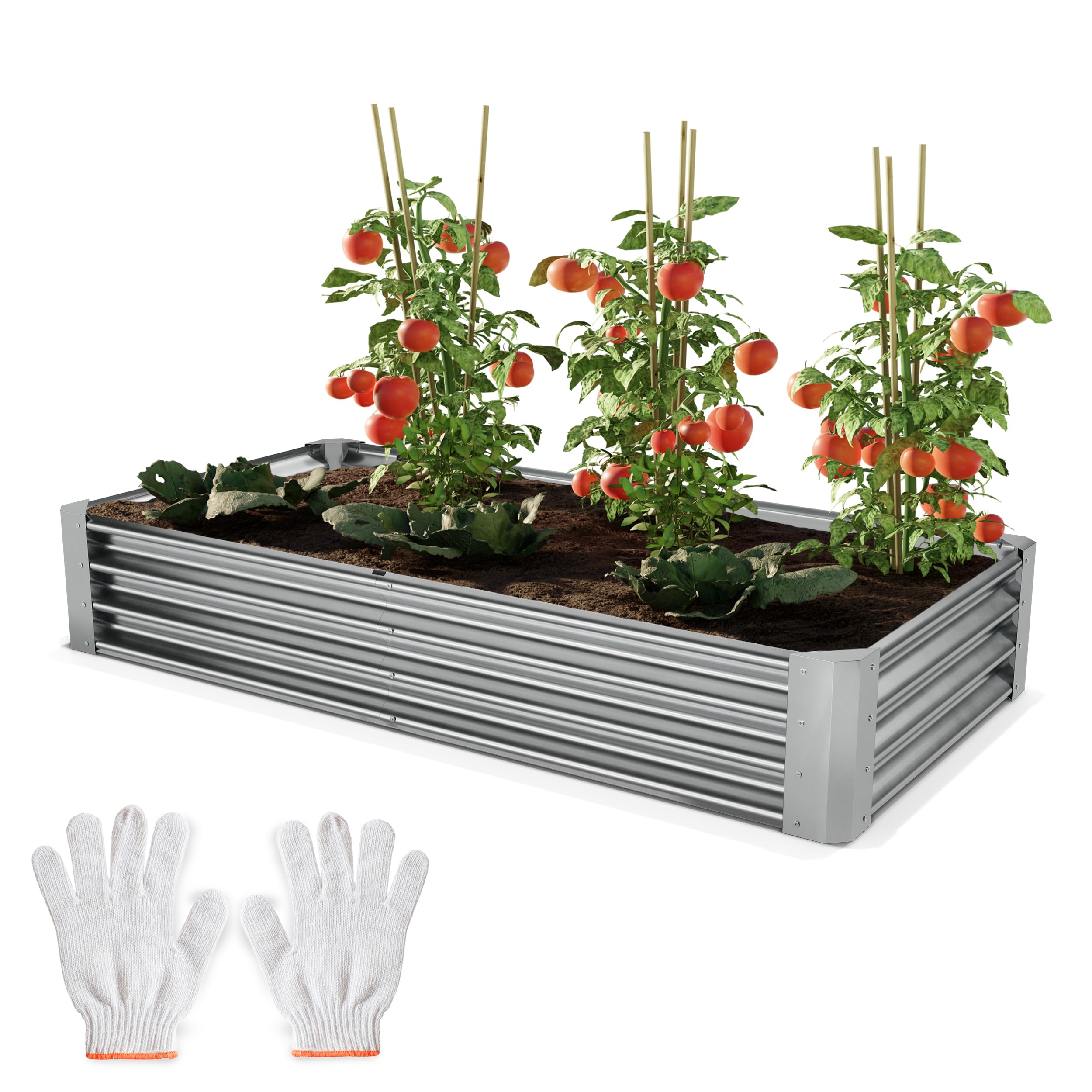 Onbest Metall Hochbeet XXL 180x90x30 cm – Gemüsebeet aus Stahl | Hochbeete-Kit für Kräuter, Gemüse und Pflanzen – pflegeleichtes Beet für Garten, Terrasse und Balkon, Farbe Silber