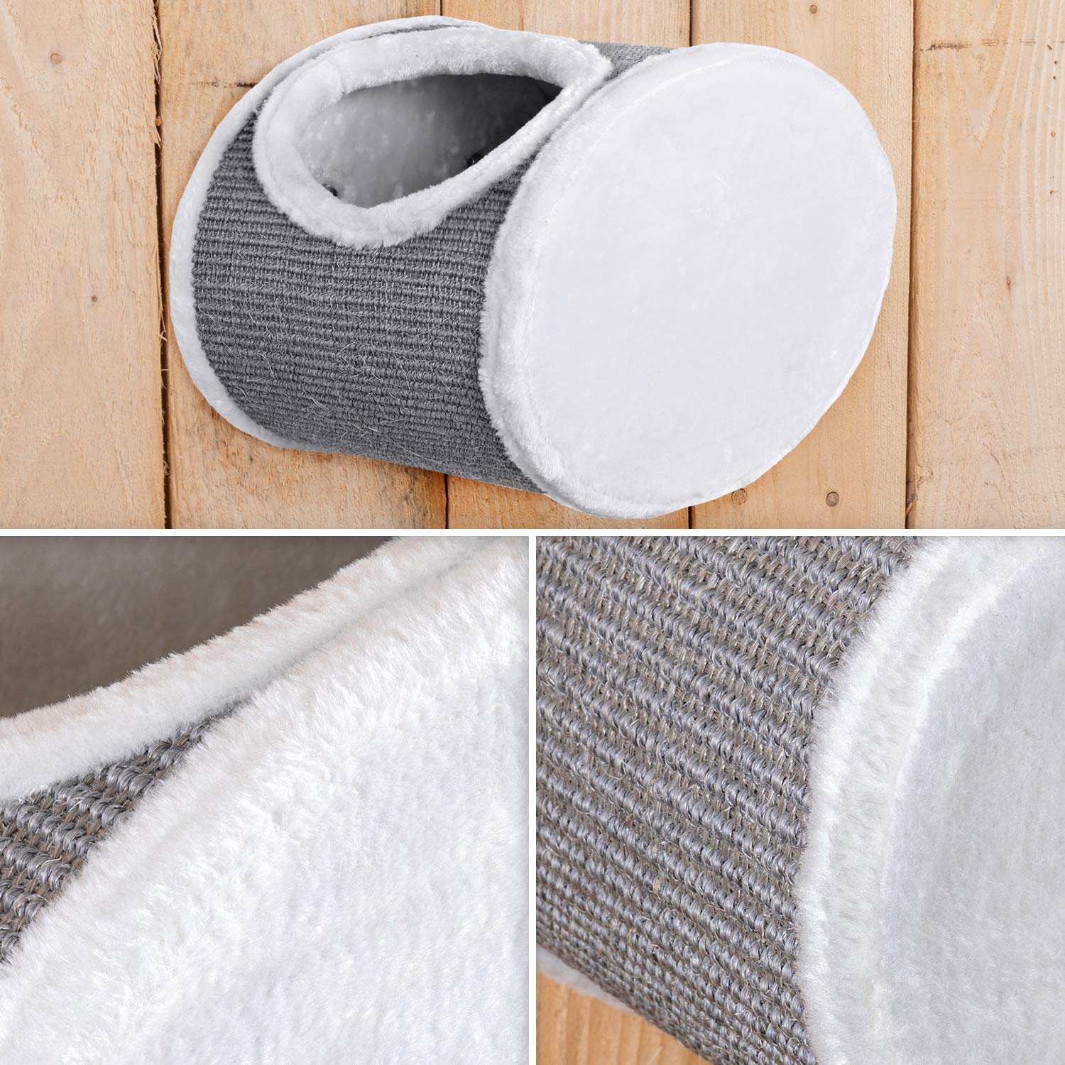 VOSS.PET Kletterlandschaft „cat Fun“ Kletterwand für Katzen Hängematte Kletterstufe Katzenhöhle Sisal Grau Weiß