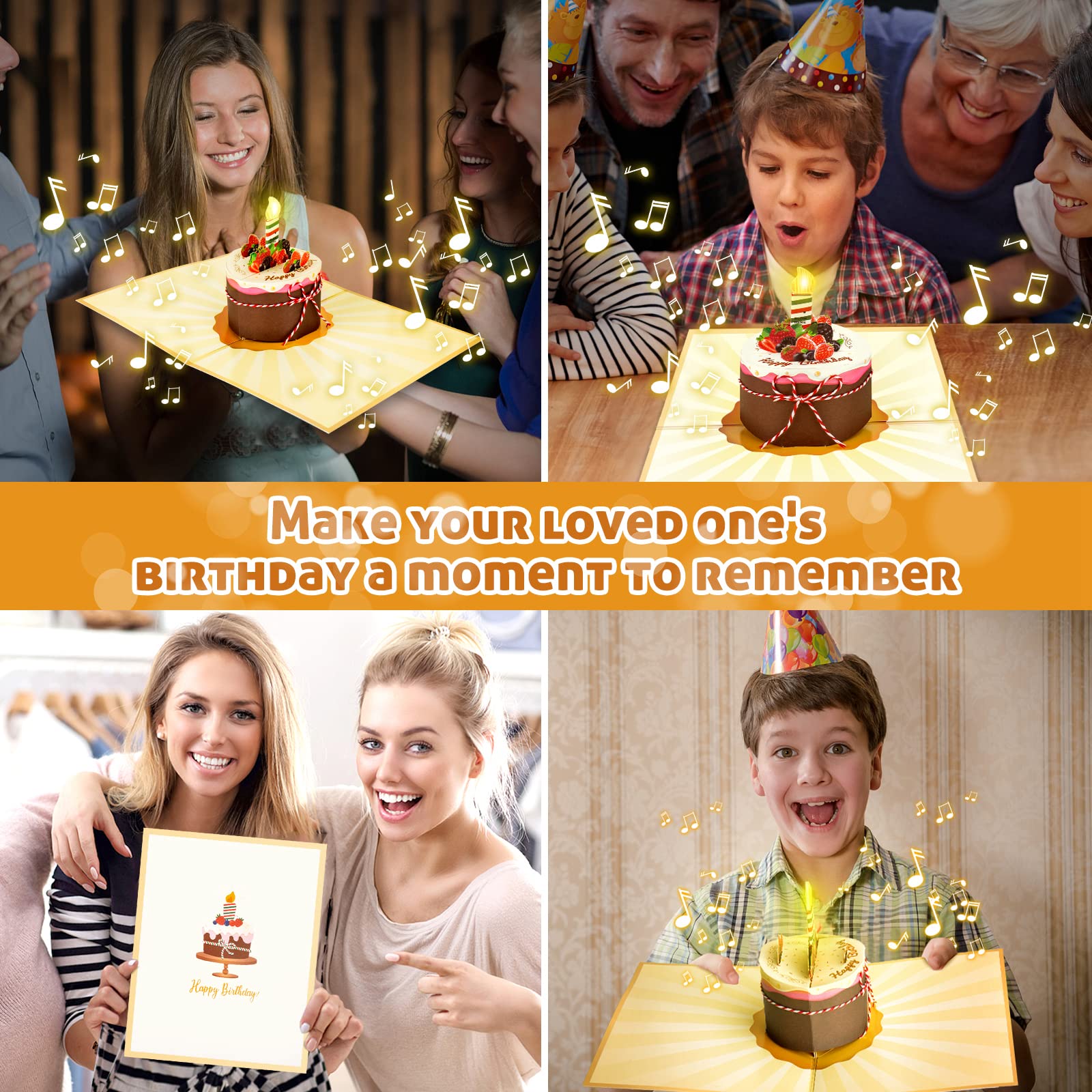3D Pop-Up Geburtstagskarte „Birthday Cake“ – Mit Torten-Motiv, Englisch, Inkl. Umschlag