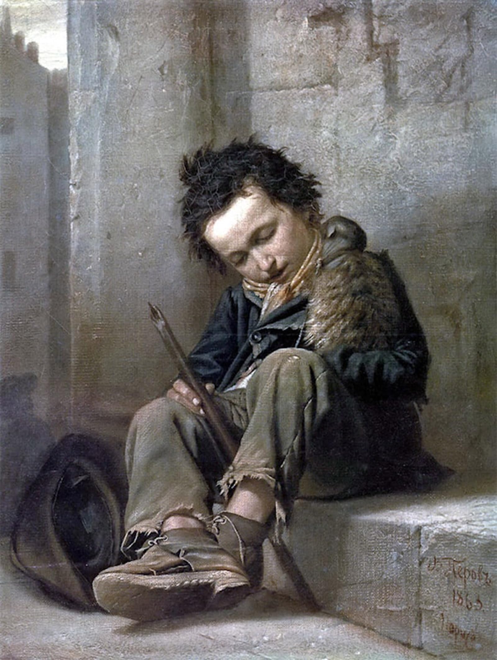 ARTXLXXBN Famous Painting Canvas Artwork Graffiti Print Savoyard Vasily Grigorievich Perov Portrait Canvas Image for Home Decor 60x90cm