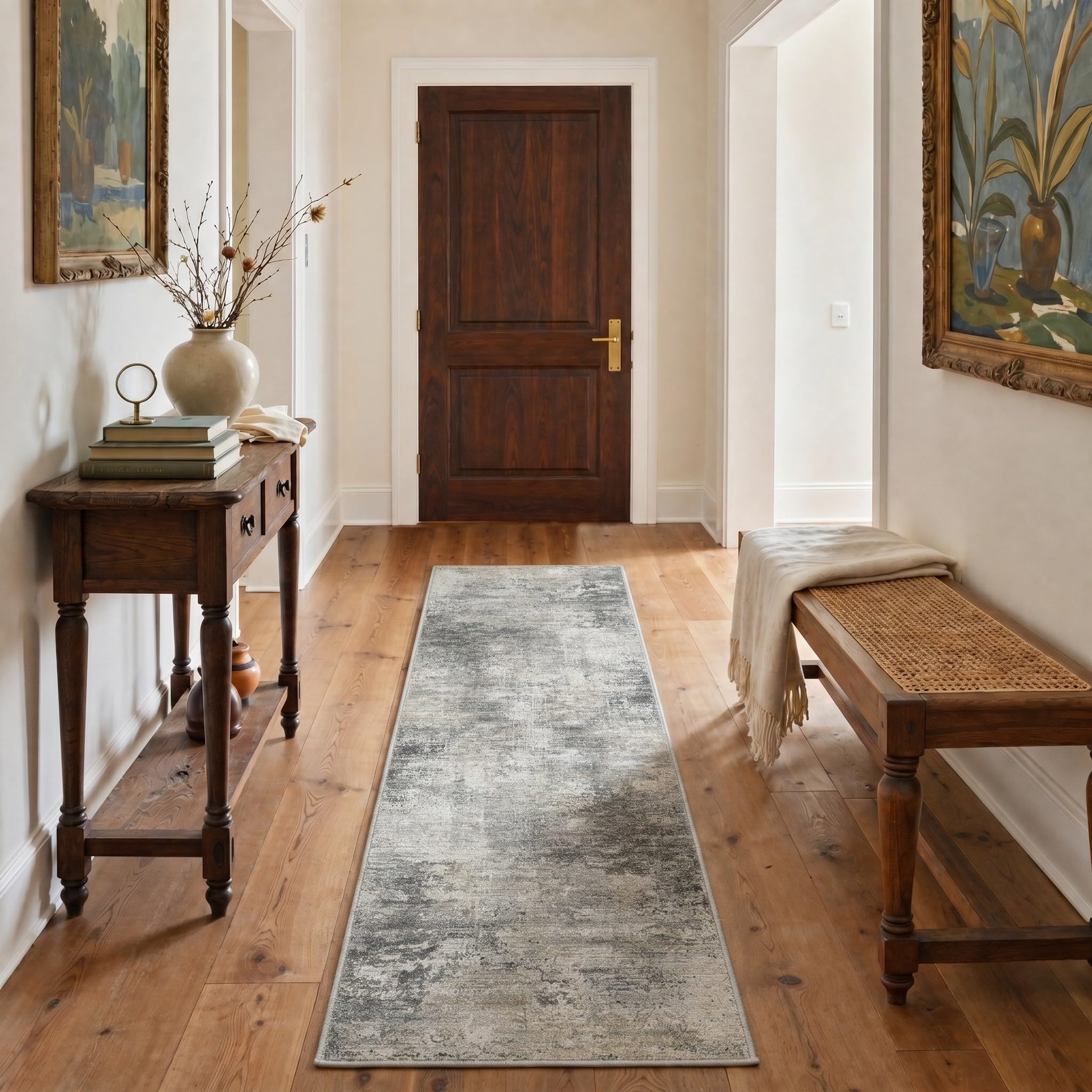 BEIMO 2x6 Runner Rug for Hallway, Grey Washable Abstract Non Slip Rug