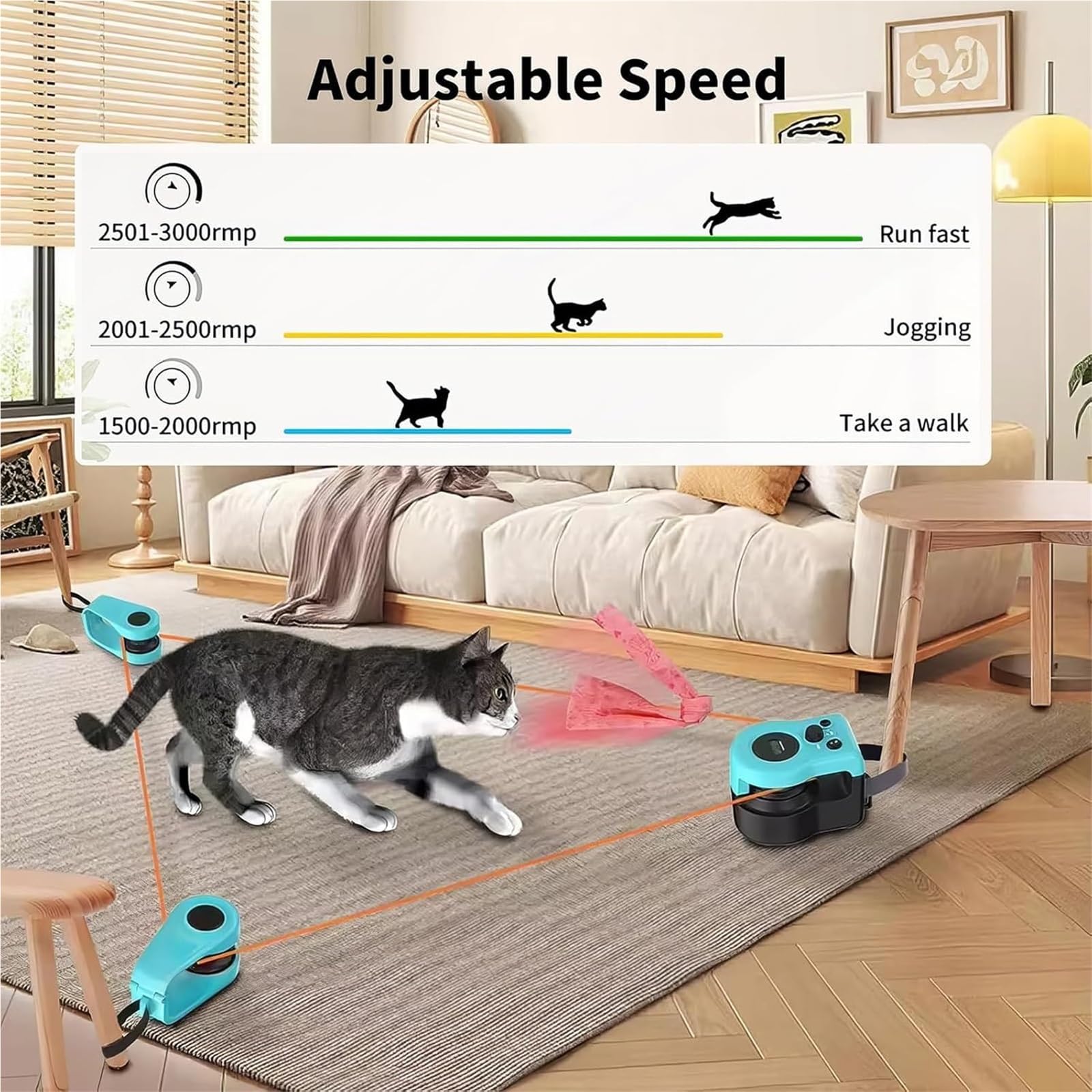 Rueda de correr para gatos, juguete interactivo para gatos de interior, cinta de correr de velocidad ajustable con control remoto, ejercicio de caza simulado para uso doméstico
