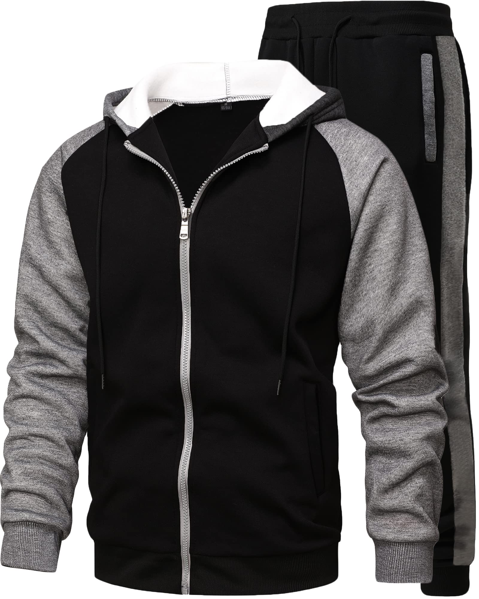 GXAMOYMen's 2 Pieces Tracksuits Running Sports Suits Drawstring Waistband Sweatsuit