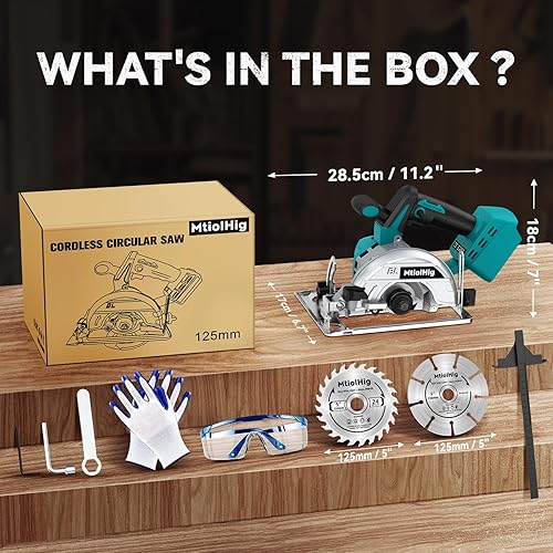 Miniatura 6 de Sierra circular inalámbrica de 5 pulgadas para batería Makita de 18 V, sierra compacta sin escobillas de 6000 RPM, profundidad máxima de corte de