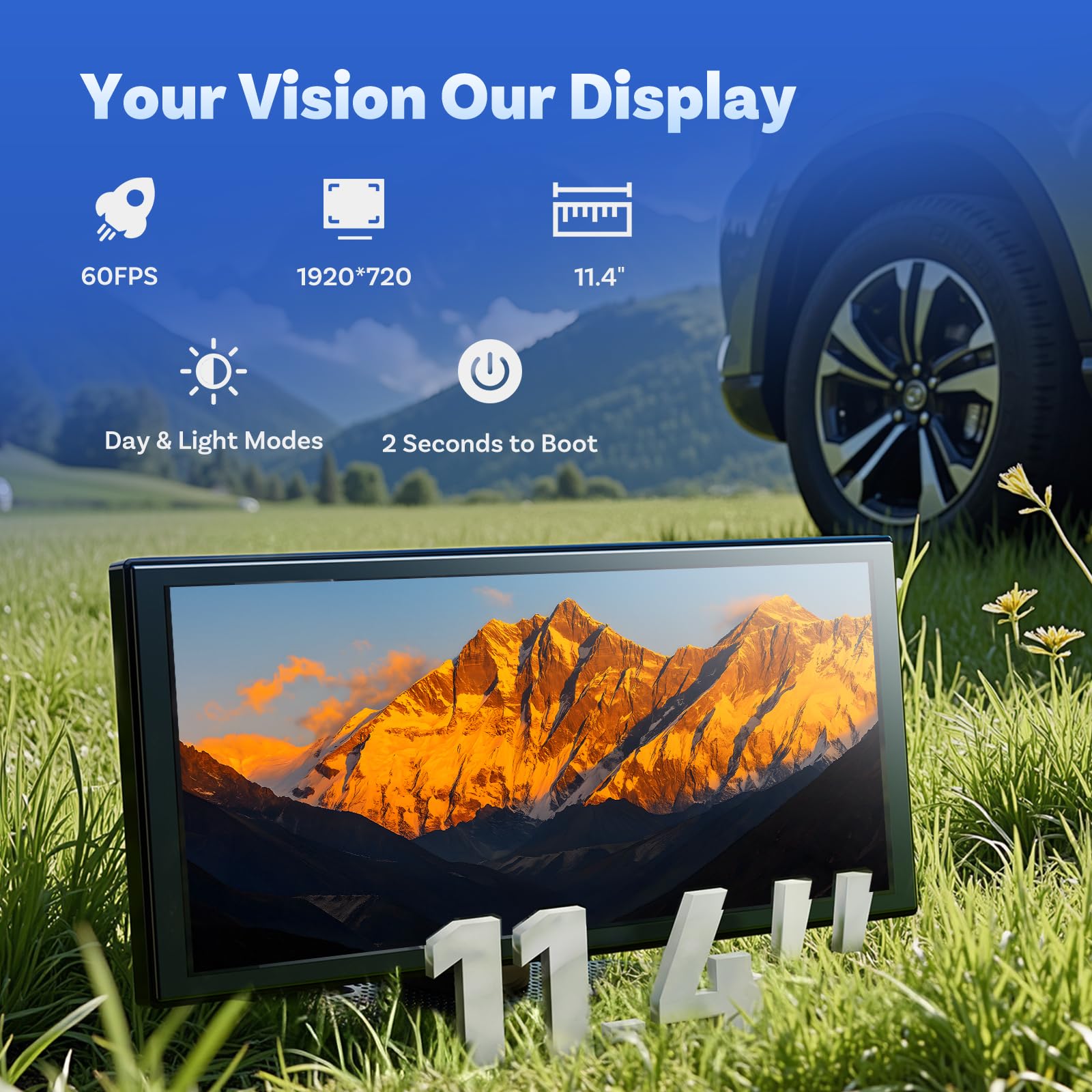 OTTOCAST Ottoscreen AI, Wireless CarPlay Android Auto Display 11,4 Pollici Schermo per Auto Car Play con Telecamera di Retromarcia, con Navigazione Bluetooth FM, Android 15 OS