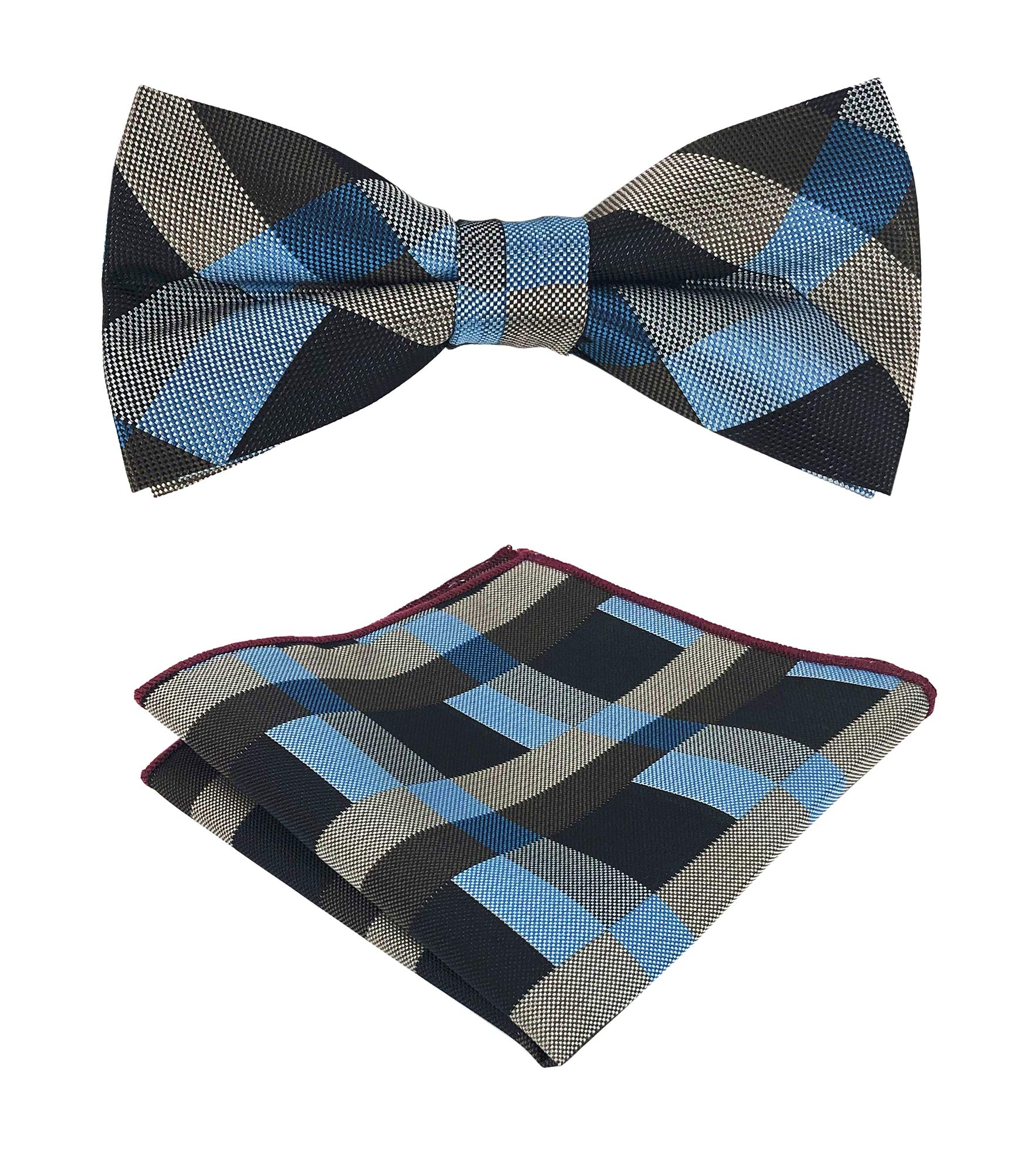Kihatwin Skinny Ties for Mens Novelty Plaid Check Business Wedding Fashion Formal Neckties 2.7, Pocket Square, Bow Ties