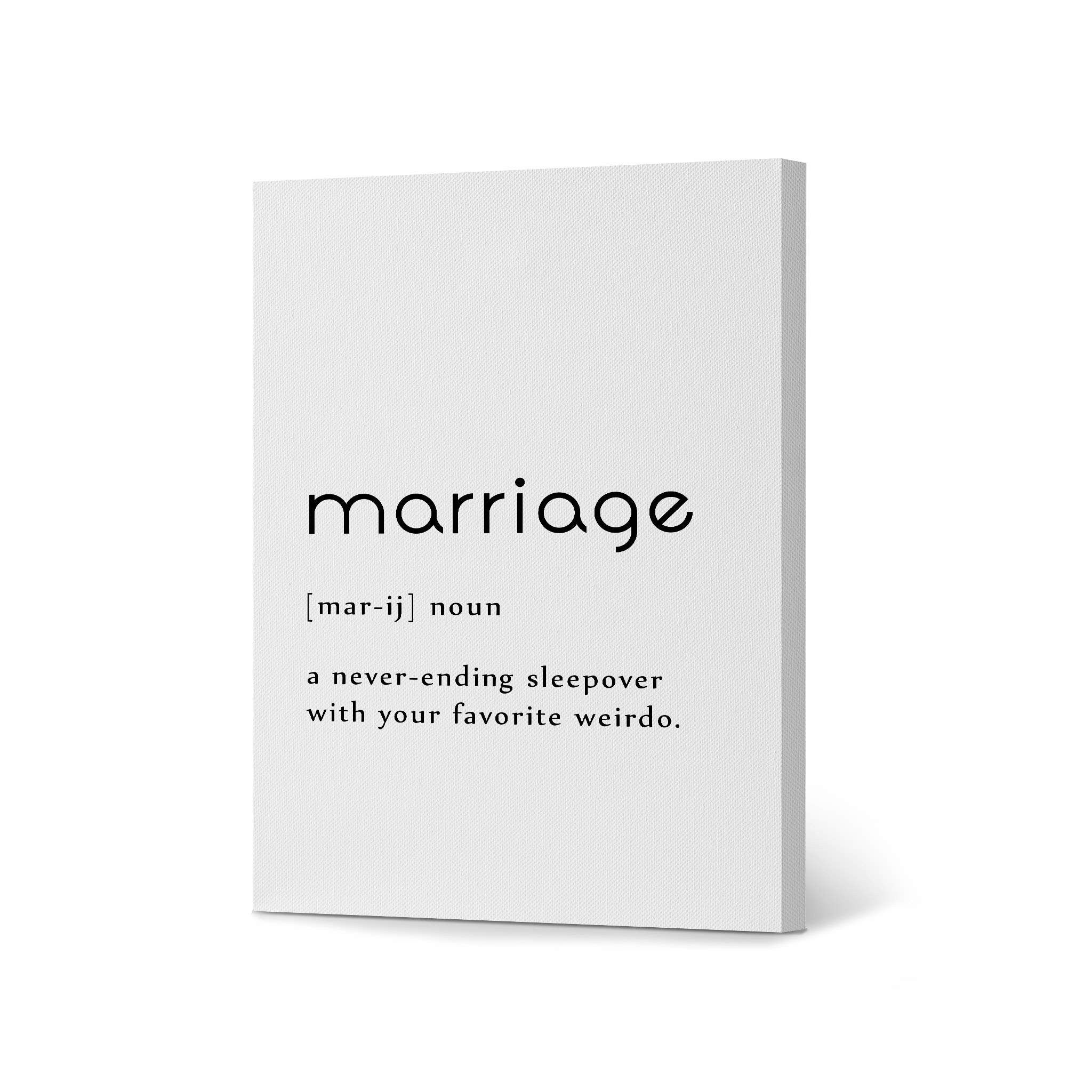 HB Art DesignNoun Dictionary Marriage Definition Canvas Print Wall Art Office Farmhouse Bathroom Kitchen Bedroom Living Room Decor Funny Quote Saying Sign Accessories Ready to Hang 12x8