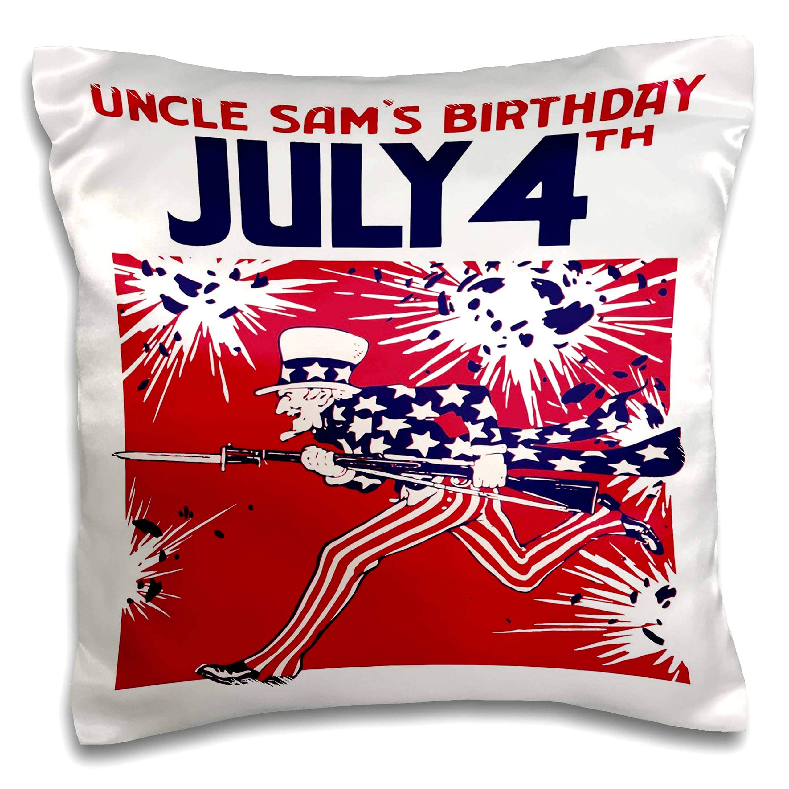 3dRose Taiche Digital Art Americana-Star Studded Uncle Sam Charging with Rifle and Bayonet (pc-335780-1) Pillow Case, White