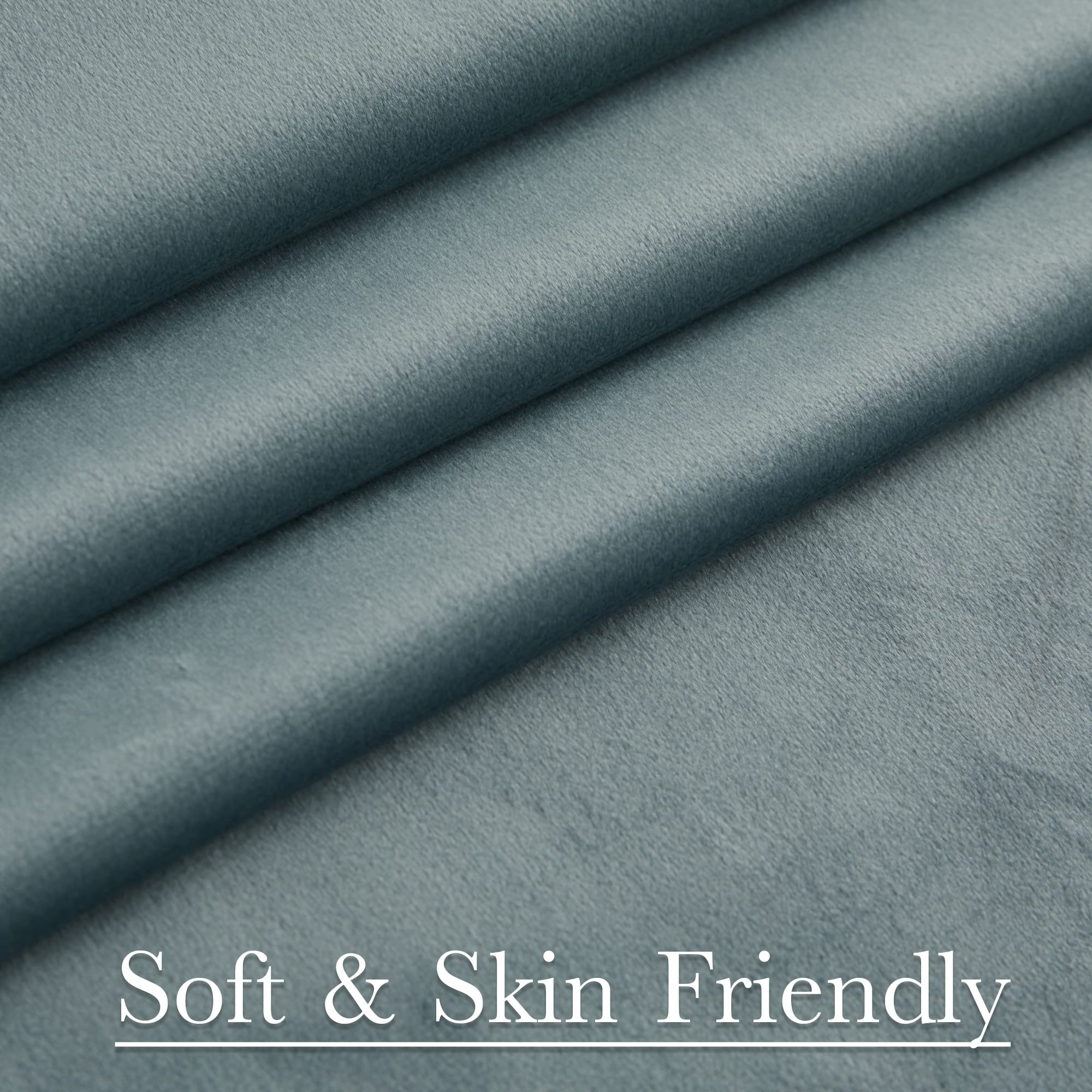 StangH 108 inches Long Stone Blue Velvet Curtains - Back Tab Thermal Insulated Privacy Protect Window Drapes Elegant Home Decor for Kids Party/Living Room, W52 x L108, 2 Panels