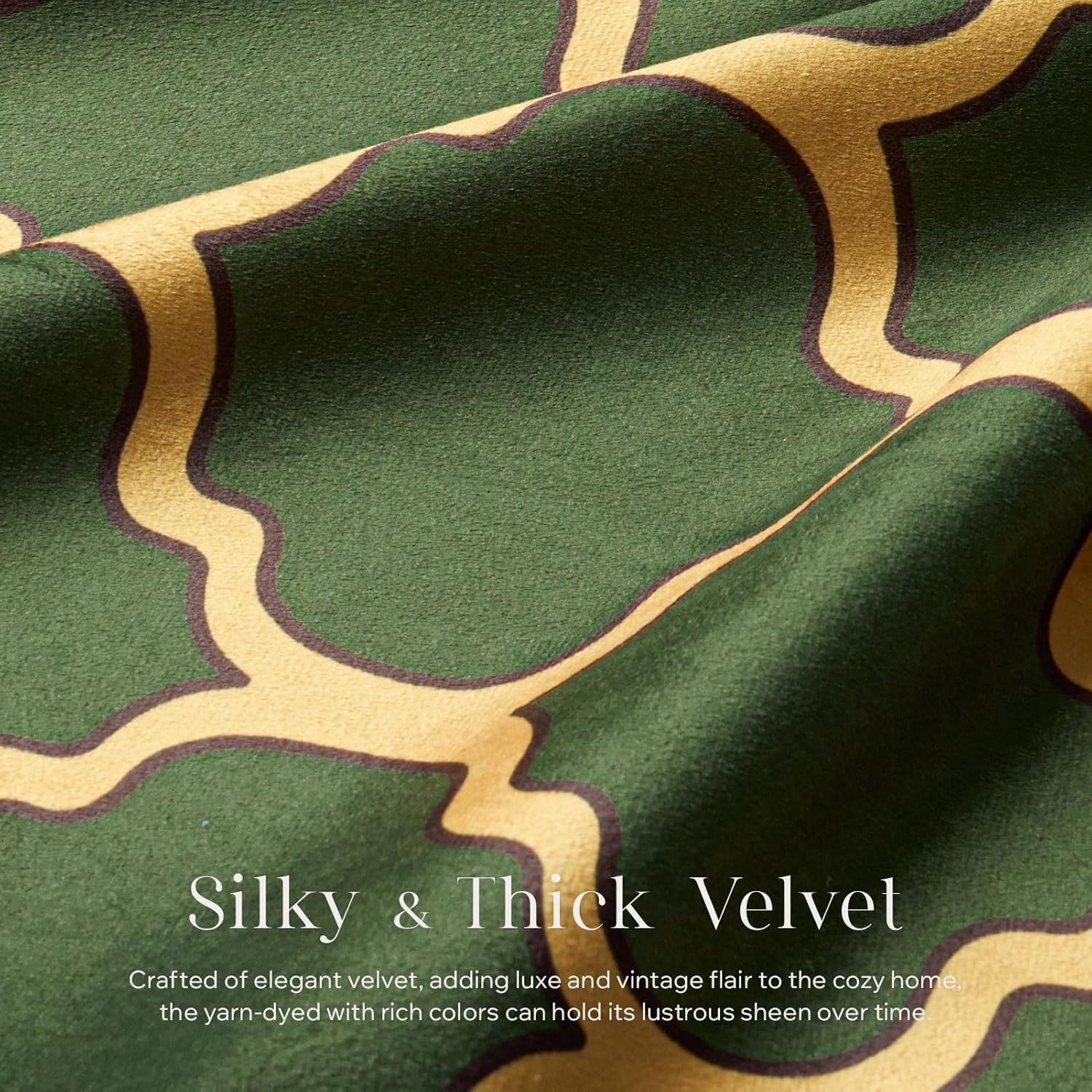 Phantoscope Set of 4 New Living Series Velvet Pillows Leaf Geometric Throw Decorative Velvet Pillow Cover Cushion Cover, Dark Yellow and Green 20 x 20 inches 50 x 50 cm