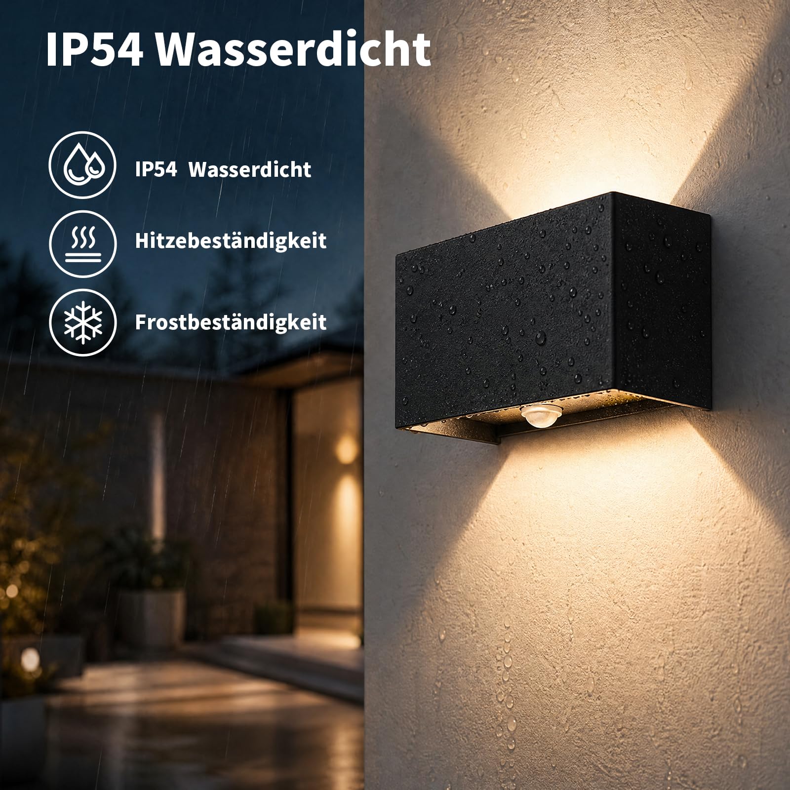 LED Wandleuchte Innen/Aussen, Außenlampe mit bewegungsmelder