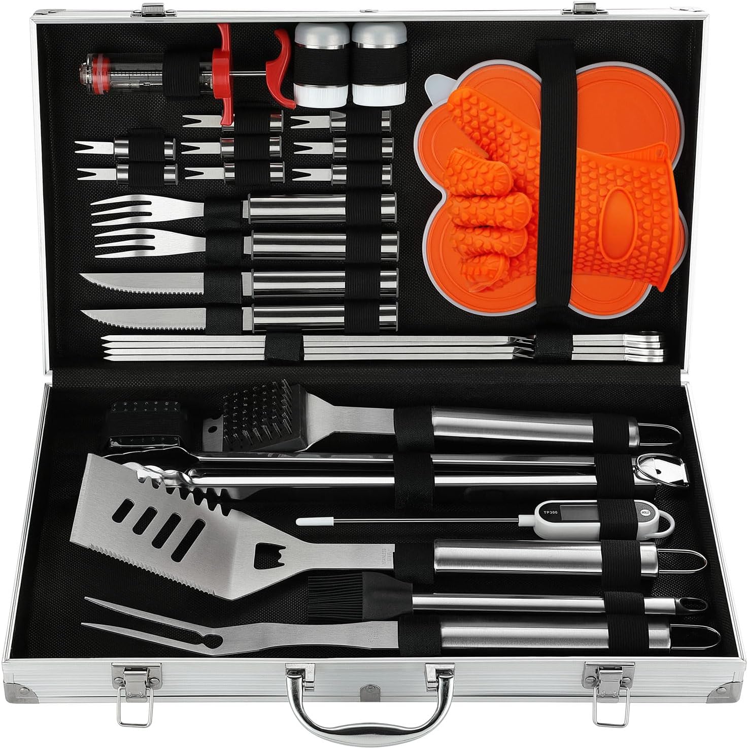N NOBLE FAMILY 30PCS BBQ Accessories Set - Professional Stainless Steel BBQ Tools Set - Complete BBQ Set - Outdoor Camping Barbecue Tool Kit for Men Women