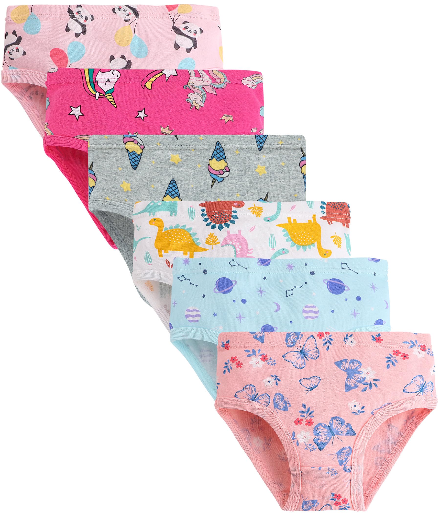 Finihen Toddler Girls Cotton Underwear Cute Print Briefs Little girls Panties Soft Multipacks