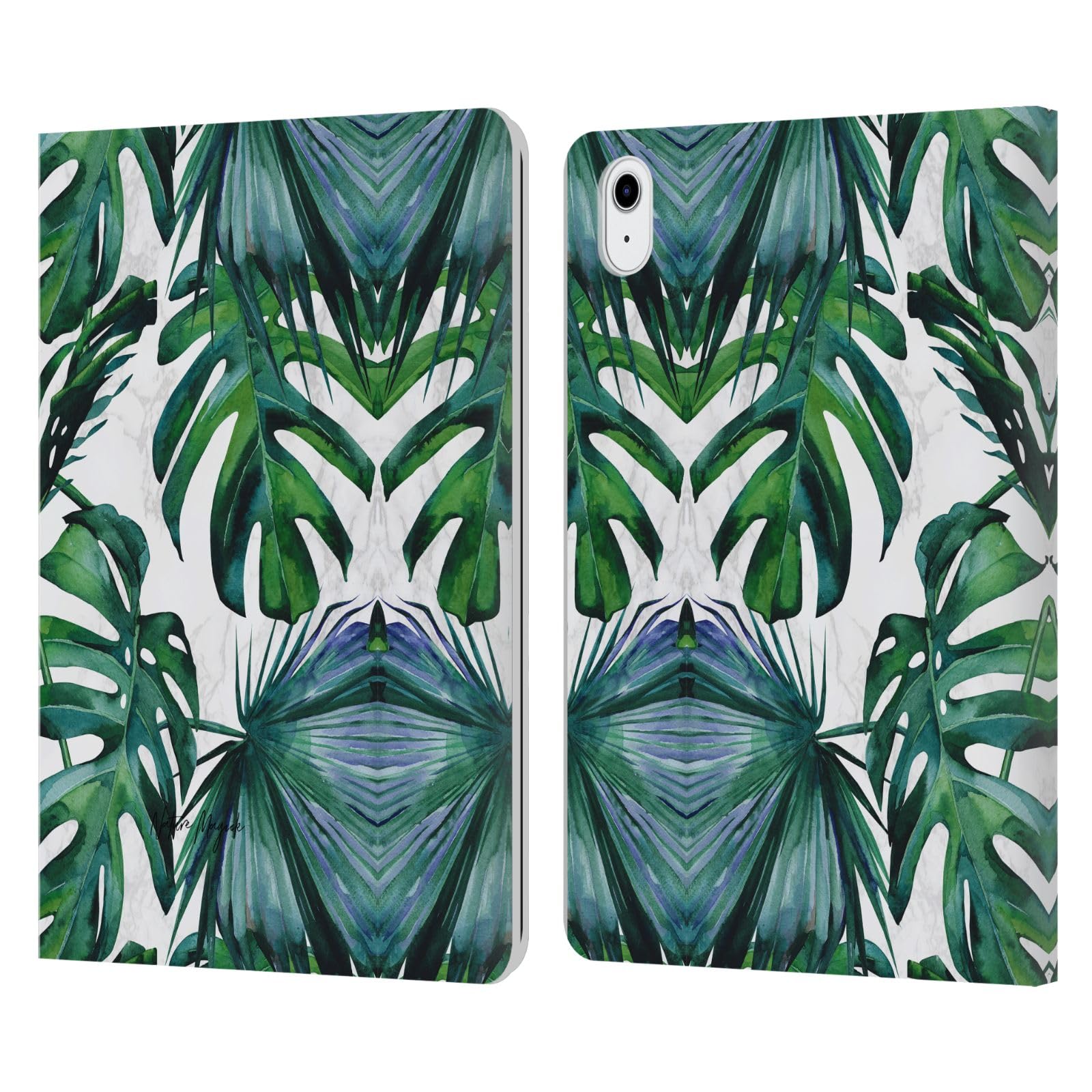 Housse iPad Air 2020/2022 anti rayure style feuilles vert