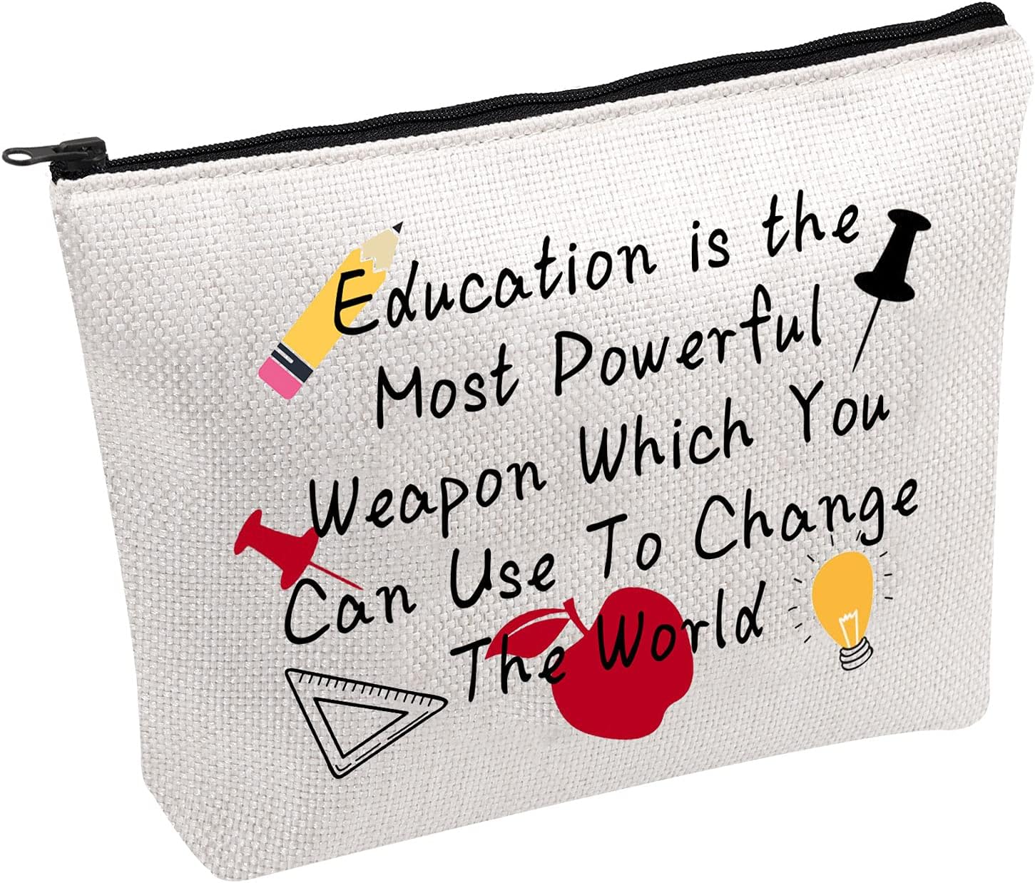 Teacher Cosmetic Bag Teacher Gift Apple Teacher Bag Education is The