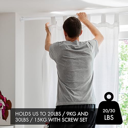 Miniatura 7 de Meriville Varilla de tensión de resorte de metal de 1 pulgada de diámetro, barra de armario, barra de cortina de tensión, barra de cortina de ducha,