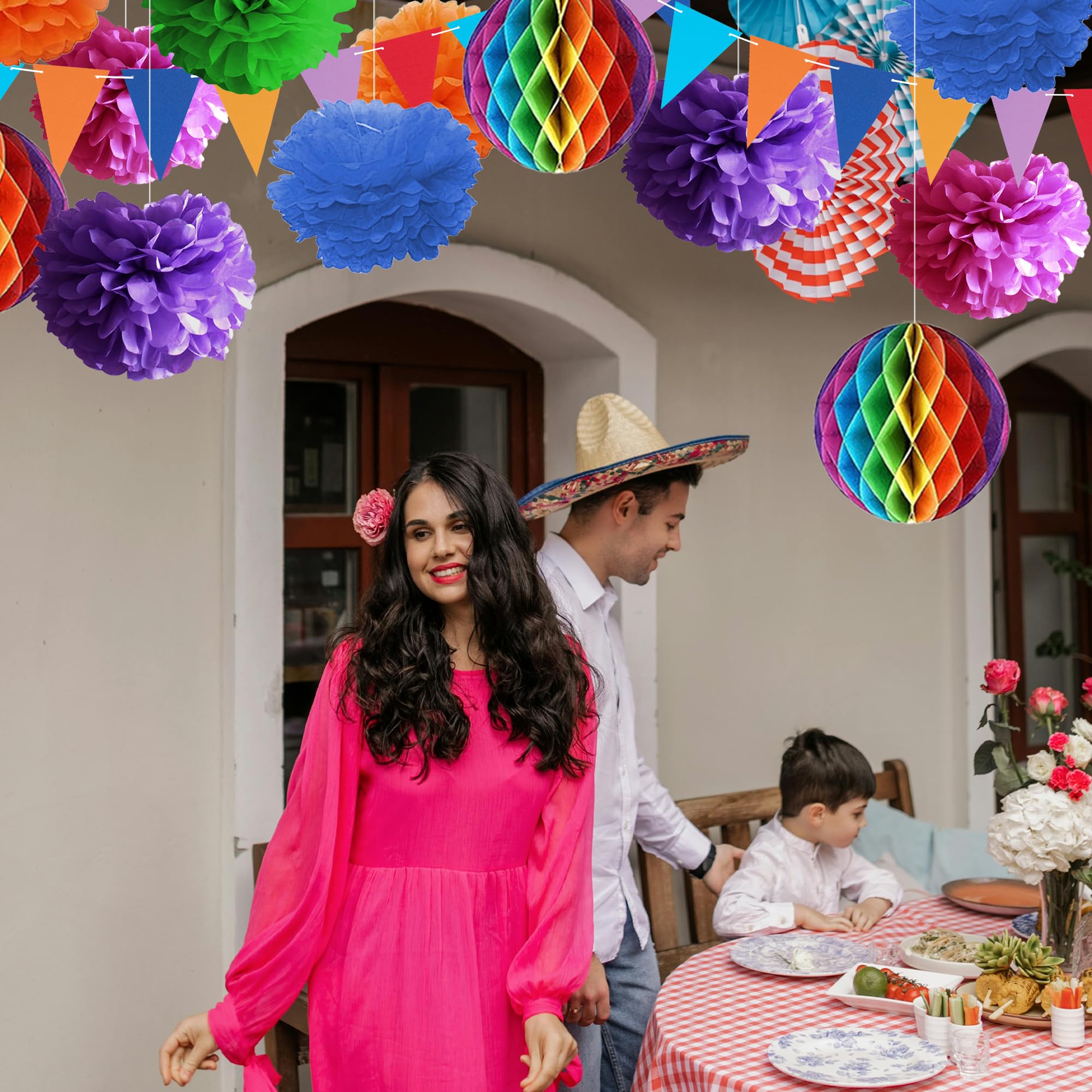 Marwey Décoration De Fête Macaron, 24 éventails En Papier à