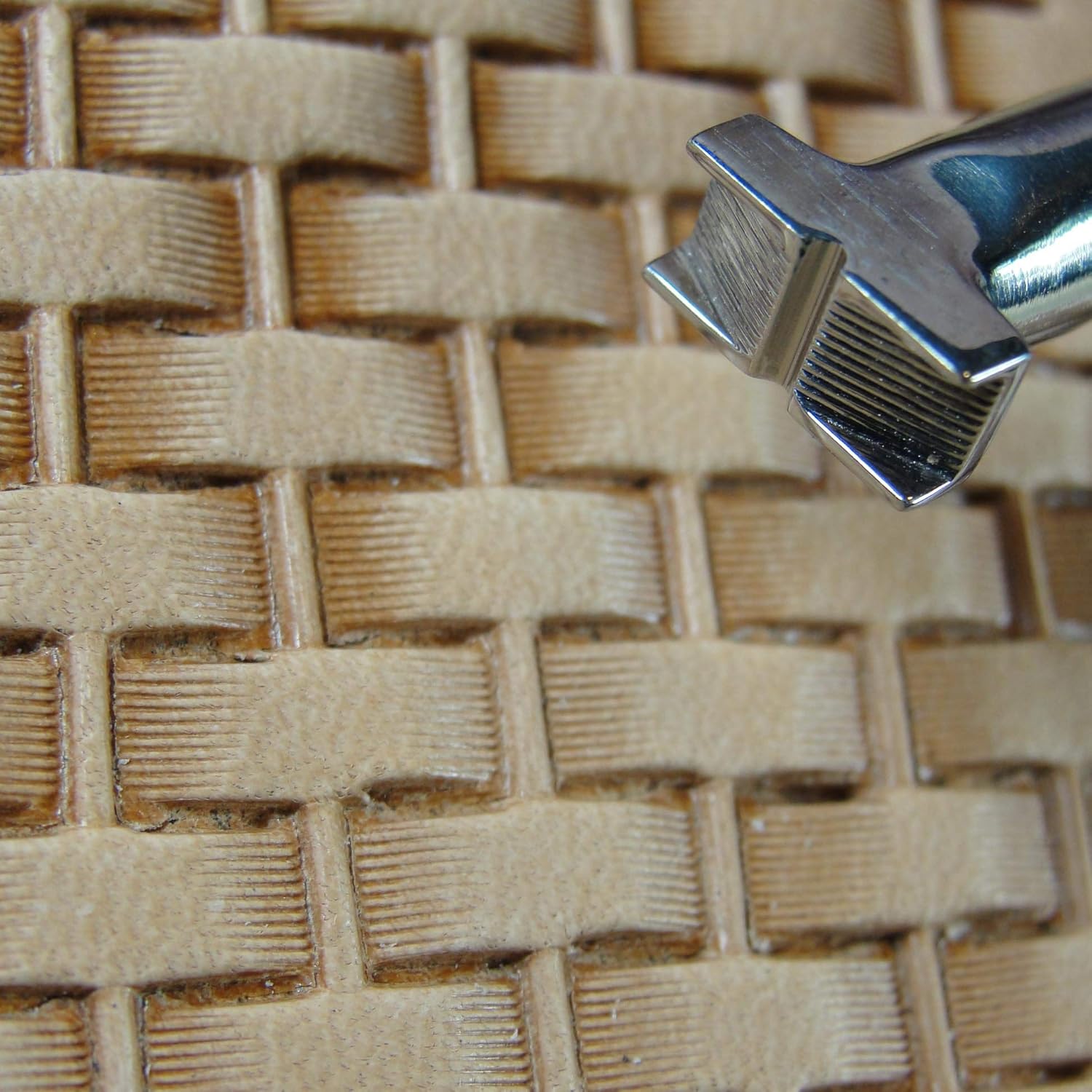 Stainless Steel Barry King - #3 Single Bar Basket Weave Stamp (Leather Tool)
