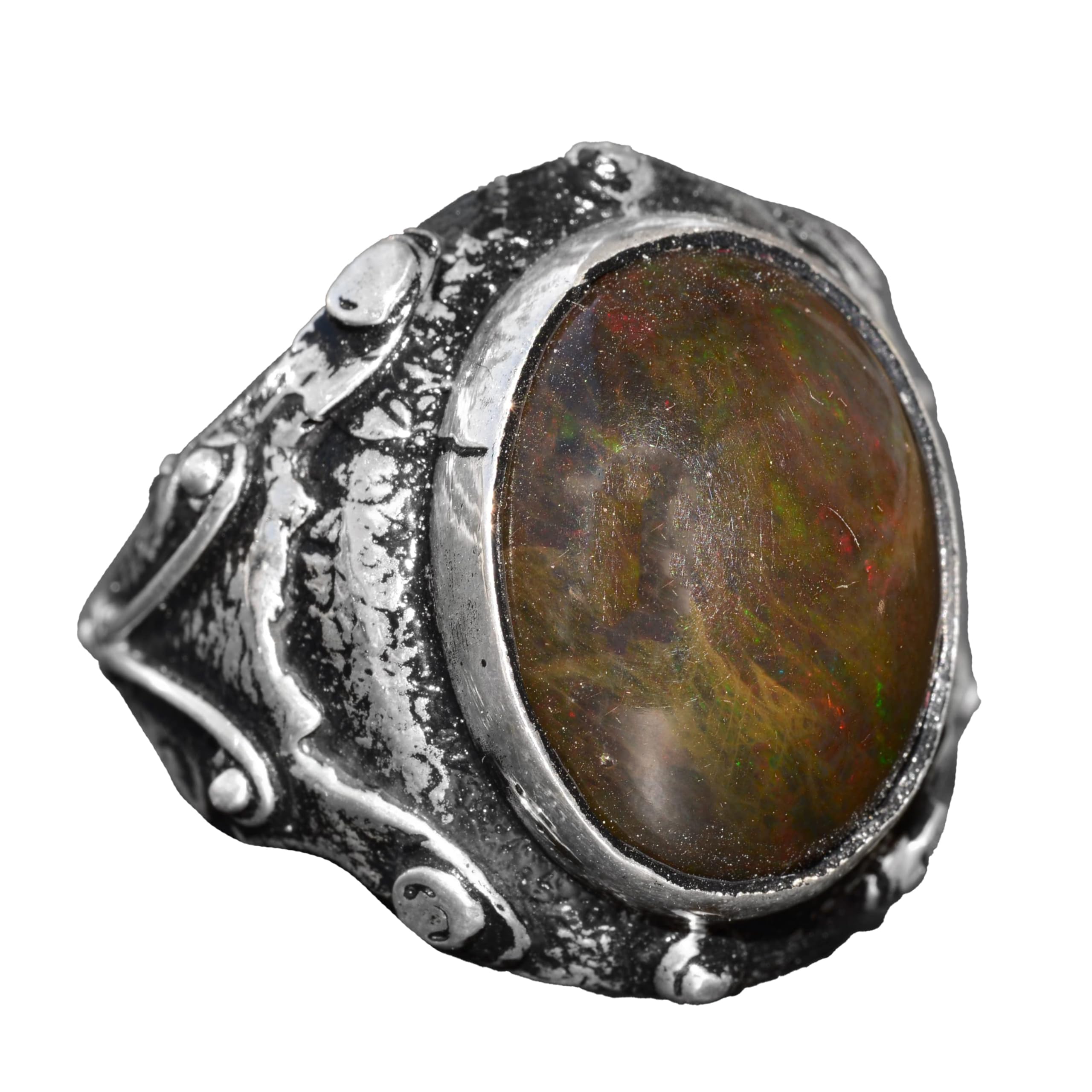 Genuine Real Natural Opal Gemstone Ring, Handmade Ring, Unique Jewelry, 925 Sterling Silver Ring