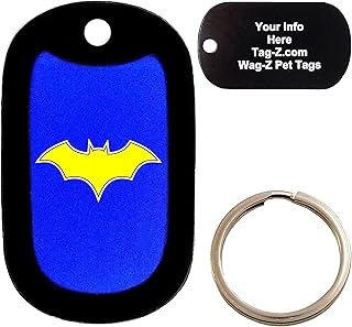 Custom Engraved Pet Tag Bat - Blue - Dog Tag - Tag-Z Wag-Z