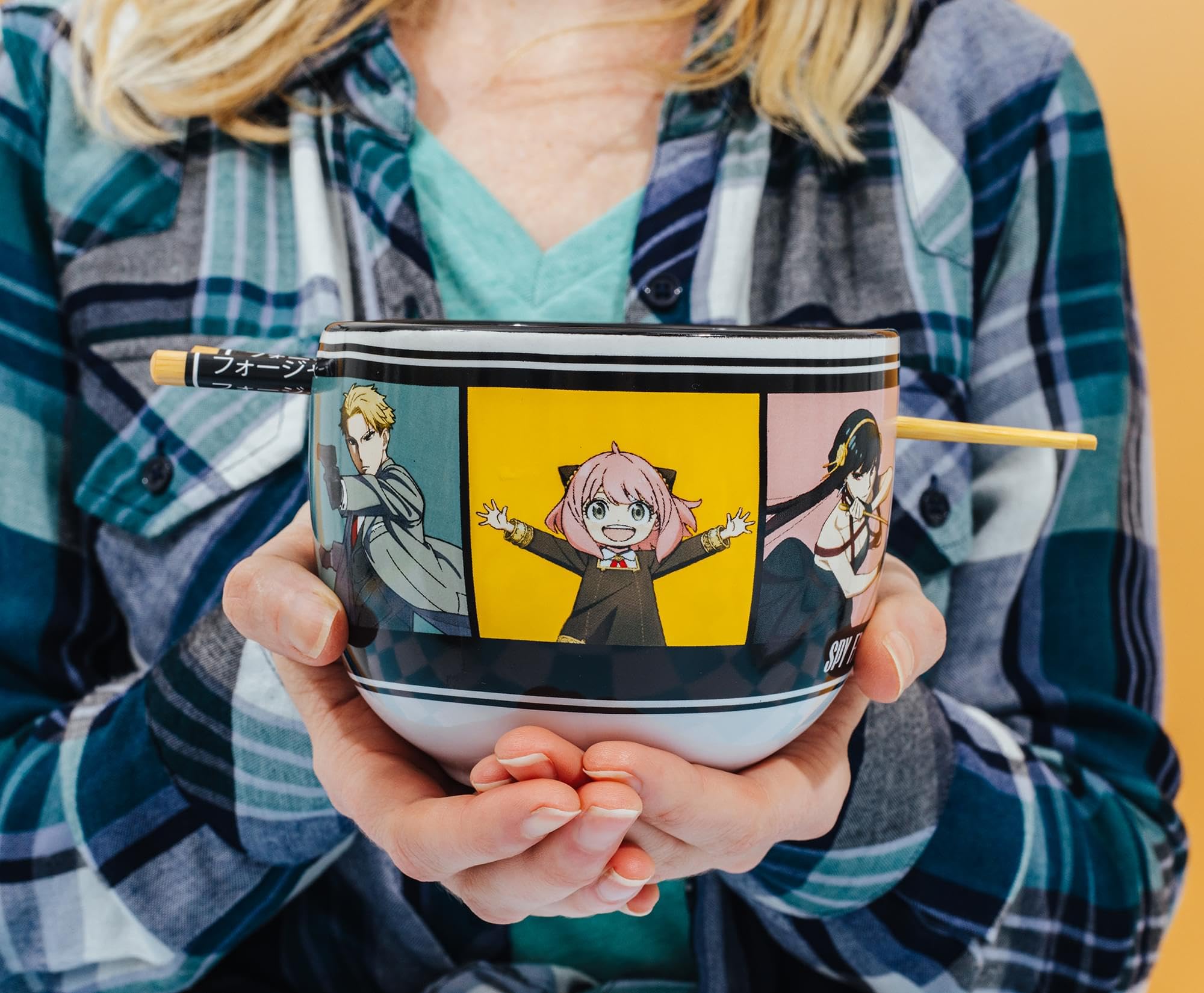 Spy x Family Character Grid Ramen-Schüssel und Essstäbchen-Set, 590 ml