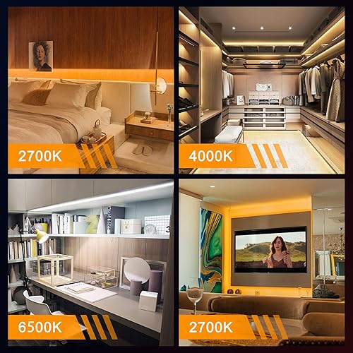 Miniatura 7 de QooWare COB - Tira de luces LED, 32.8 pies, 4000 K, tira de iluminación LED blanca natural, DC24V 5120LEDs CRI 90+ 0.315 in, luces LED uniformes