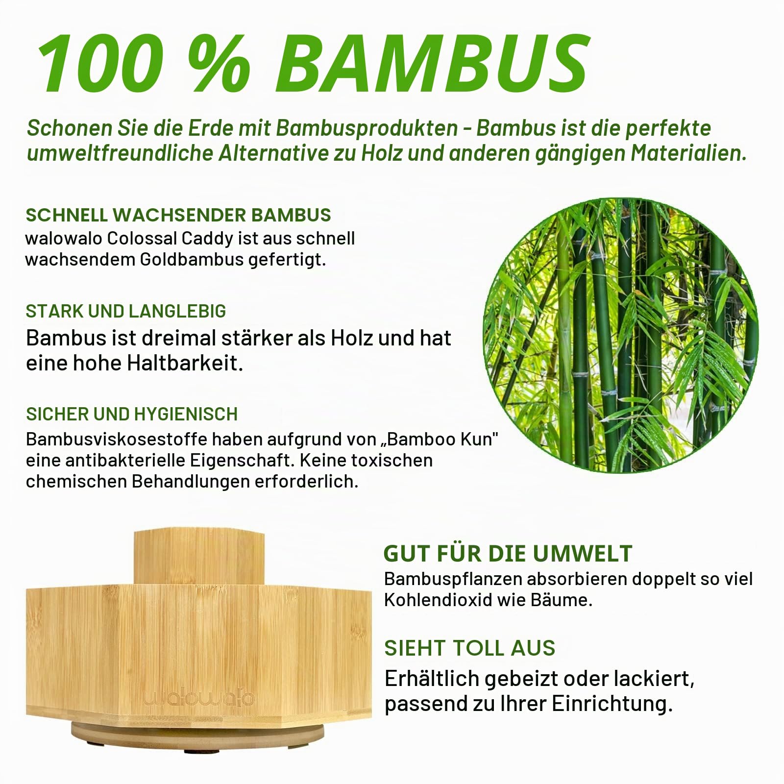 walowalo Halten 800+ Stifte Organizer Schreibtisch aus Bambus drehbar Stifthalter für Aufbewahrung Bleistifte Buntstifte Marker 360 Grad Drehbarbüro Kleine Künstler Schminktisch (Achteckig)