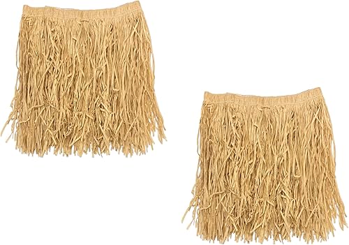 Beistle Paquete de 2 mini faldas hula para adultos, accesorios de disfraz hawaiano y atuendo temático tropical, mini atuendo de hierba Luau de papel