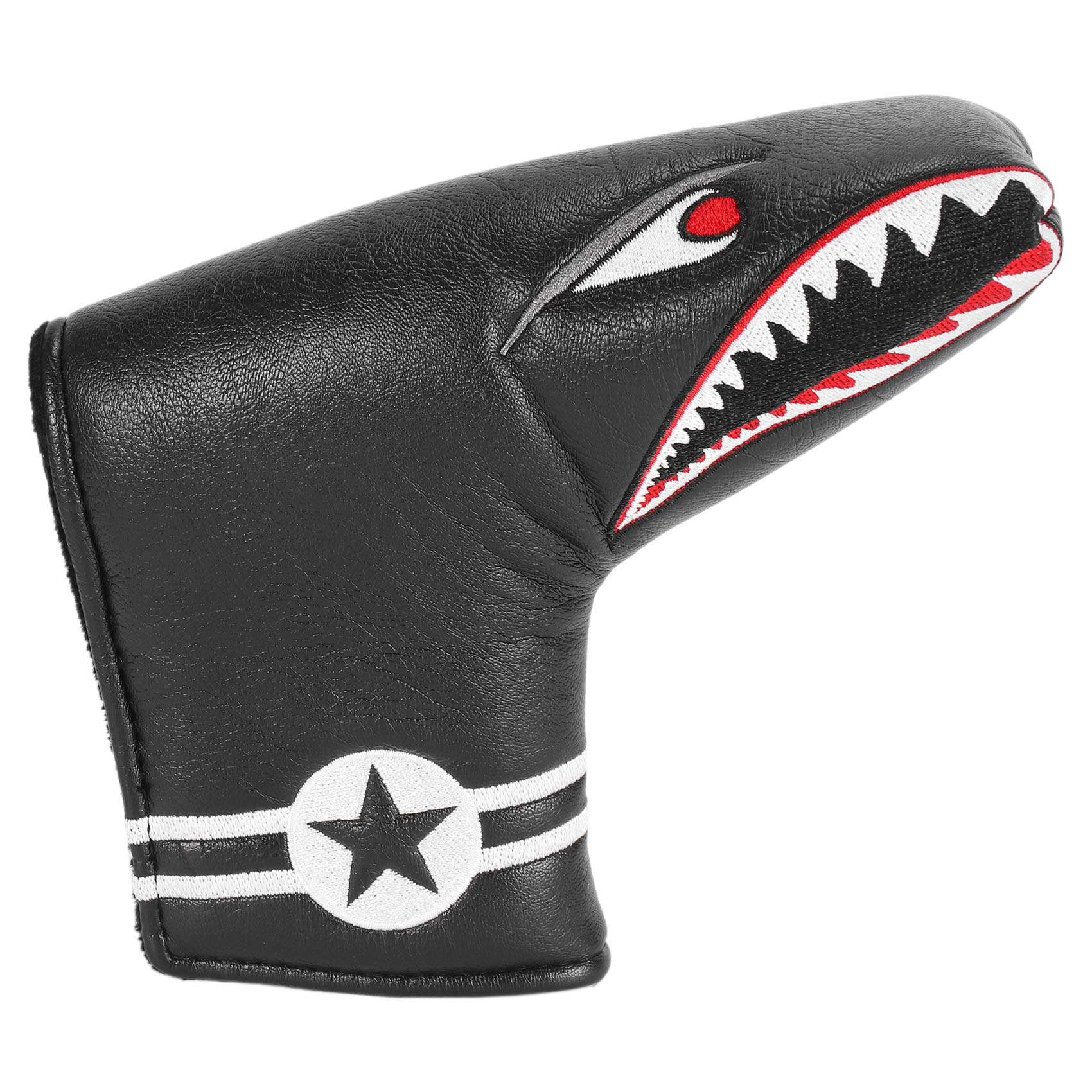 melairo 1Pc Black PU Leather with Embroidery Magnet Golf Blade Putter Cover Golf Club Putter Headcover