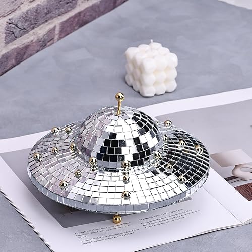 Miniatura 2 de Bola de discoteca OVNI retro, decoración de OVNI con temática espacial, luces de discoteca reflectantes para fiestas, bola de discoteca de espejo