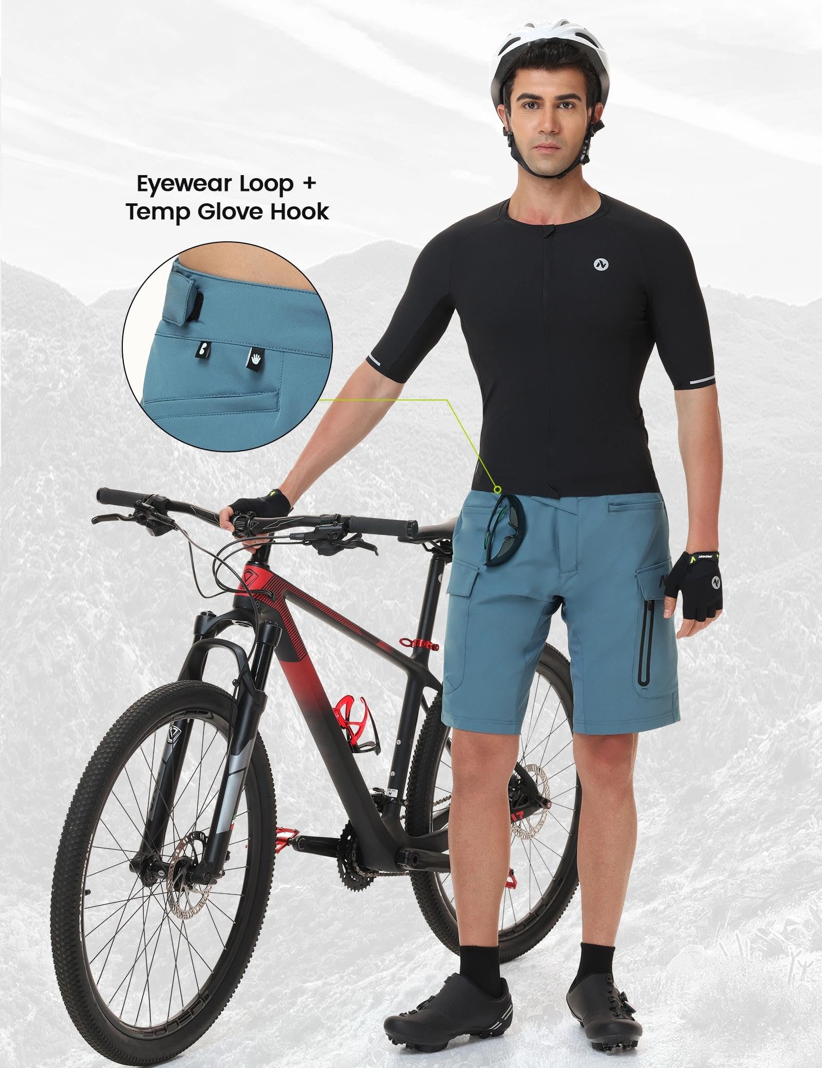 Nepest Pantalon de cyclisme court pour homme - Rembourré 4D - Séchage rapide