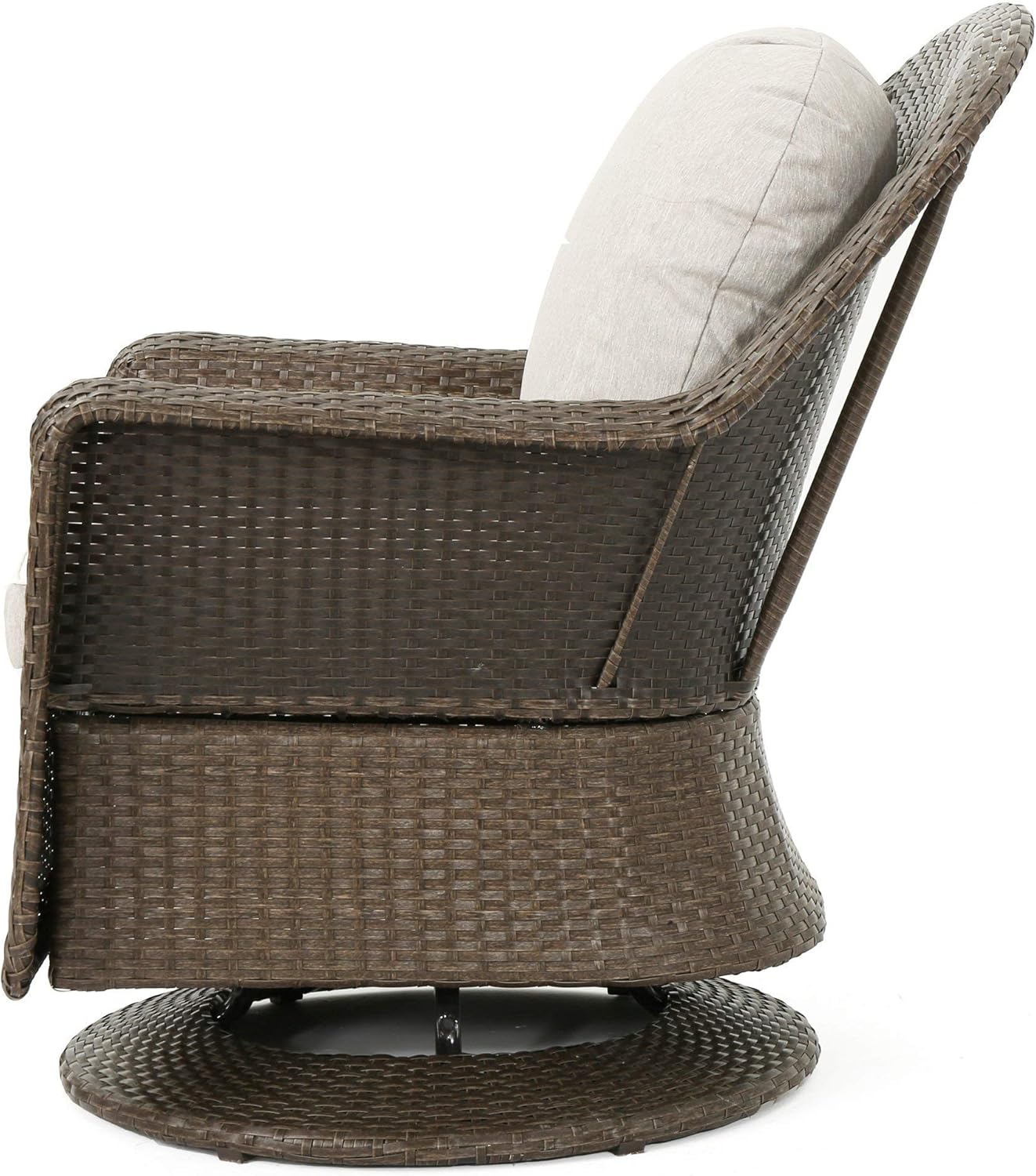 Christopher Knight Home Liam Outdoor Wicker Swivel Club Chairs with Water Resistant Cushions, 2-Pcs Set, Brown / Ceramic Grey