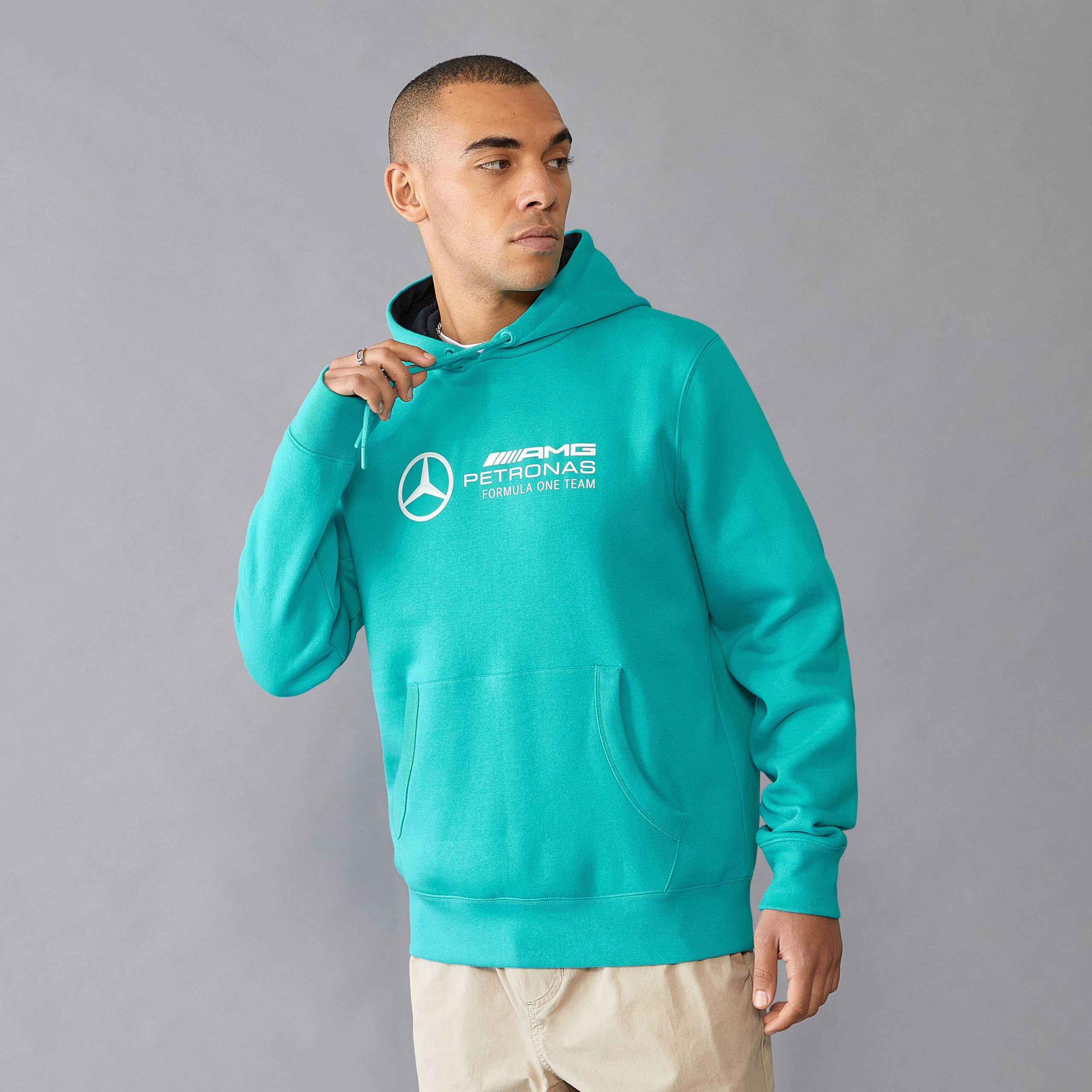 Mercedes AMG Petronas Sudadera con Capucha de Hombre F1 con Gran Logotipo del Equipo en 3D - Azul ultramarino - Tamaño: L