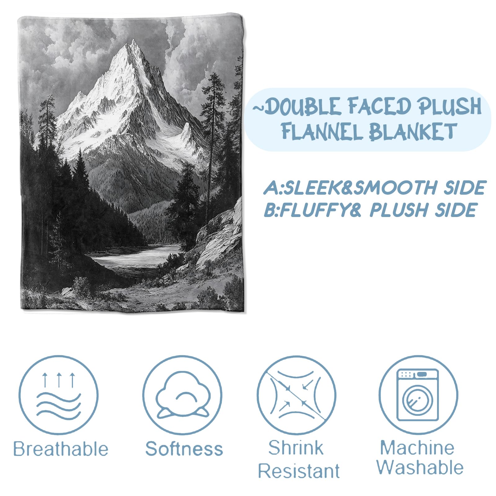 Amazon.com: Mountain Blankets for Adult Kids, Flannel Mountain