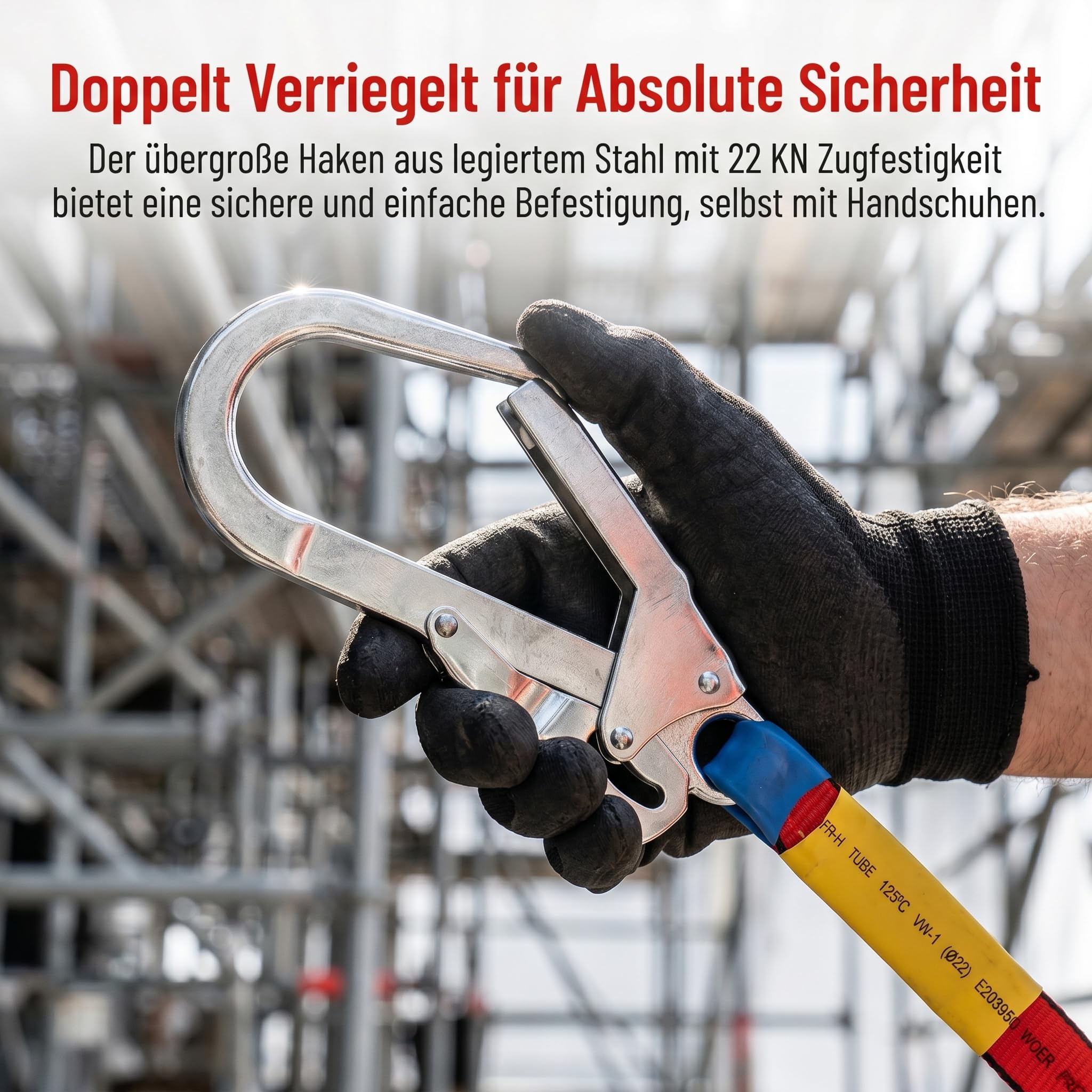 Sharplace Fallschutz Absturzsicherung Polyester Bandschlinge mit Doppel Legierungsstahl Karabinerhaken, Fallschutz Sicherheitsseil für Outdoor Baumklettern Bergsteigen Rettungsdienst