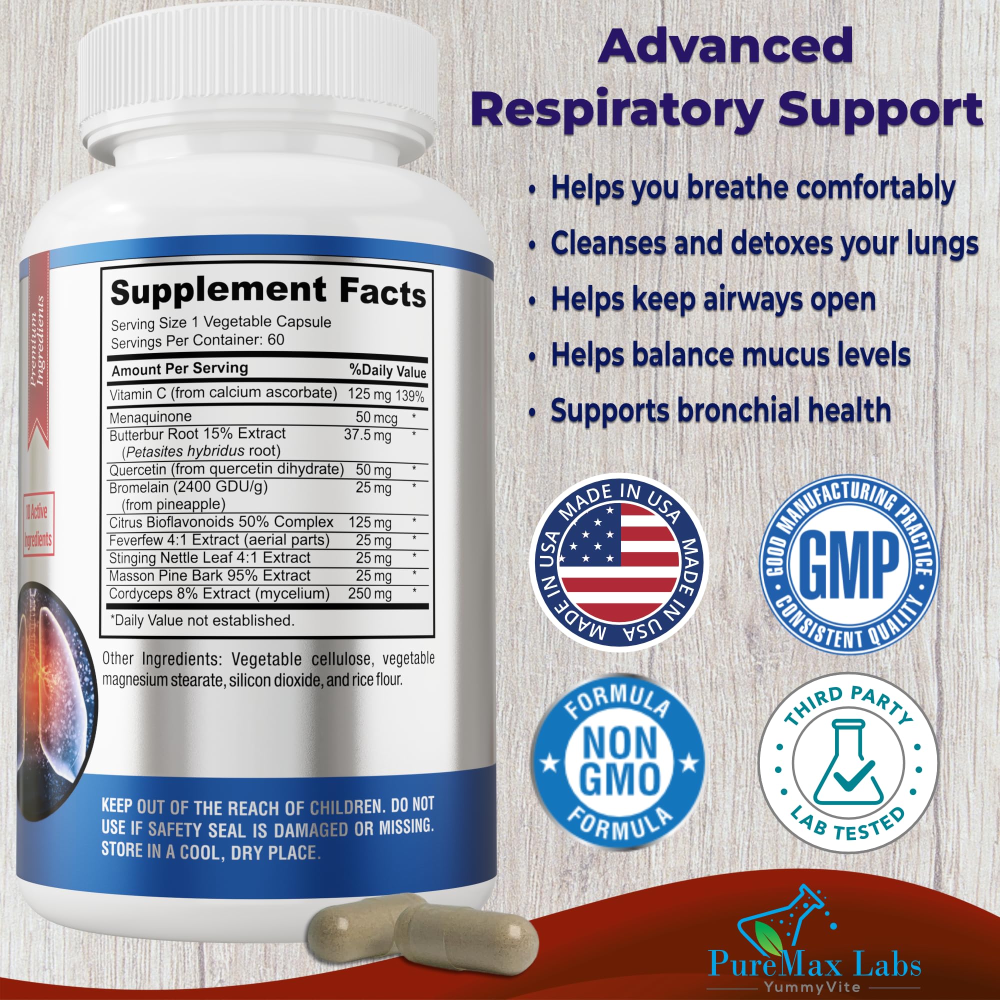 YUMMYVITE Lung Support Supplement, 60 Count (Pack of 1) — Amazon image 2