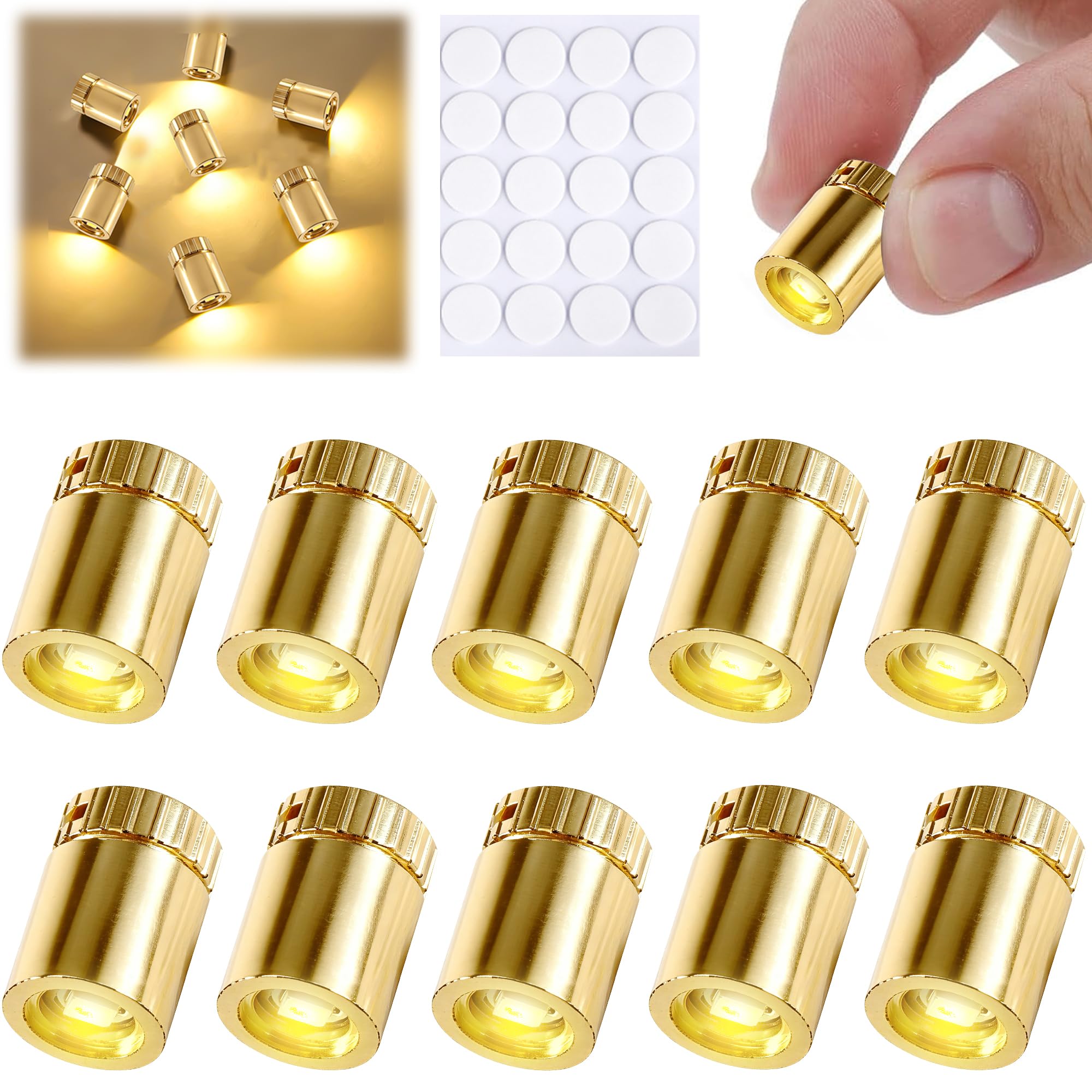 Joycabin 10 Stück Mini LED Lichter für Puppenhäuser, Gold Mini-Lichter zum Selbermachen, mini Lichter zum Basteln, Miniatur Lichter für Vitrinen, Spielzeug Bausteine (Warmweiß)