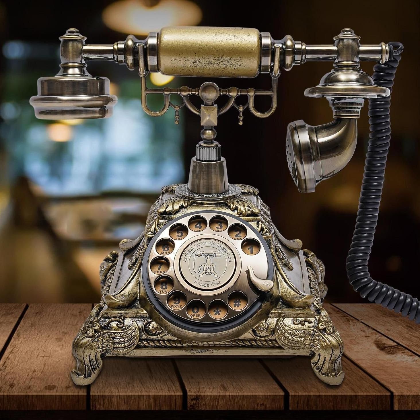 Teléfono Fijo con Cable Diseño Retro Antiguo Estilo | Europeo Clásico Para Decoración De Casa O Despacho(A)