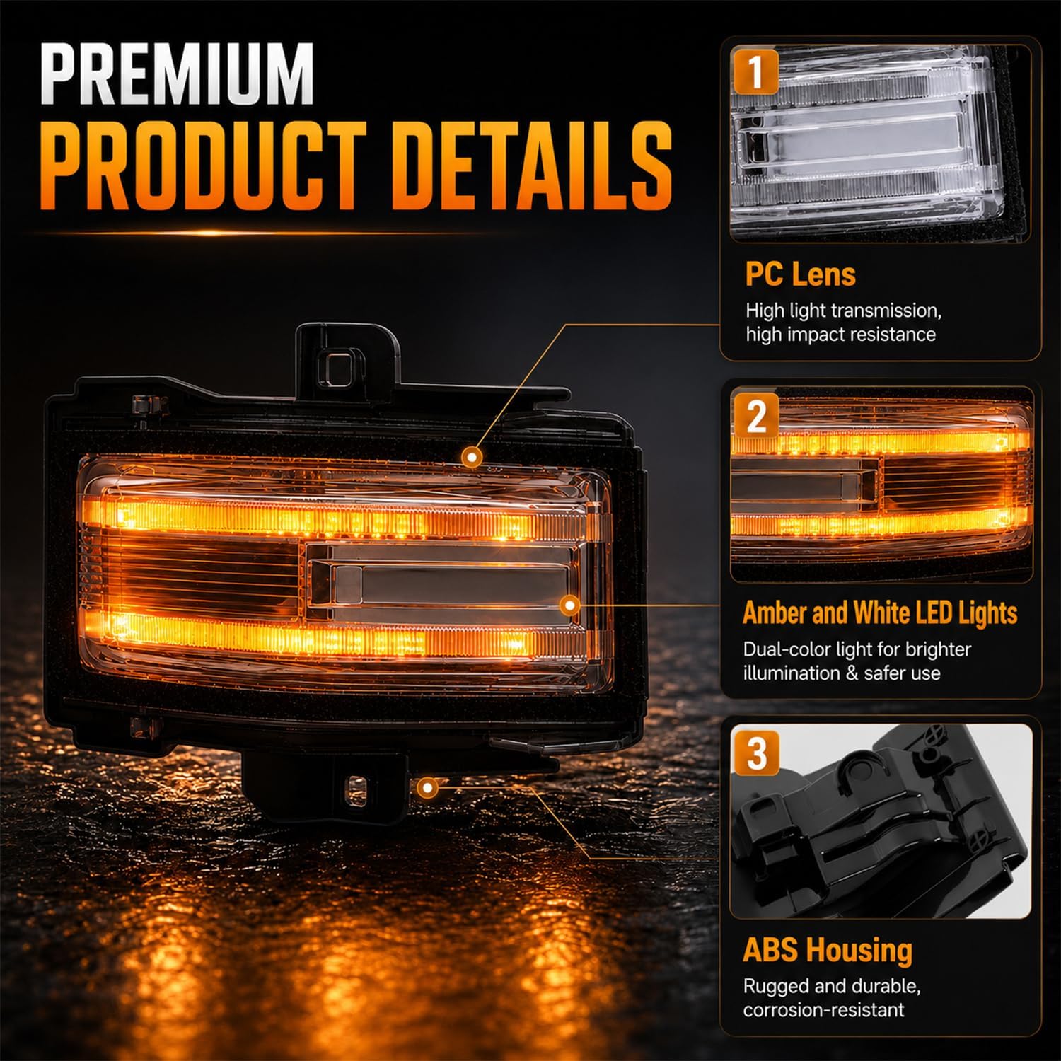 Passenger Right Side Tow Mirror Turn Signal Light Compatible with 2015–2024 Ford F150 F250 F350 F450 F550 – Replacement LED Right Side Door Mirror Indicator Lamp, OEM# FL34-13B382-CA, FL34-13B381-CC