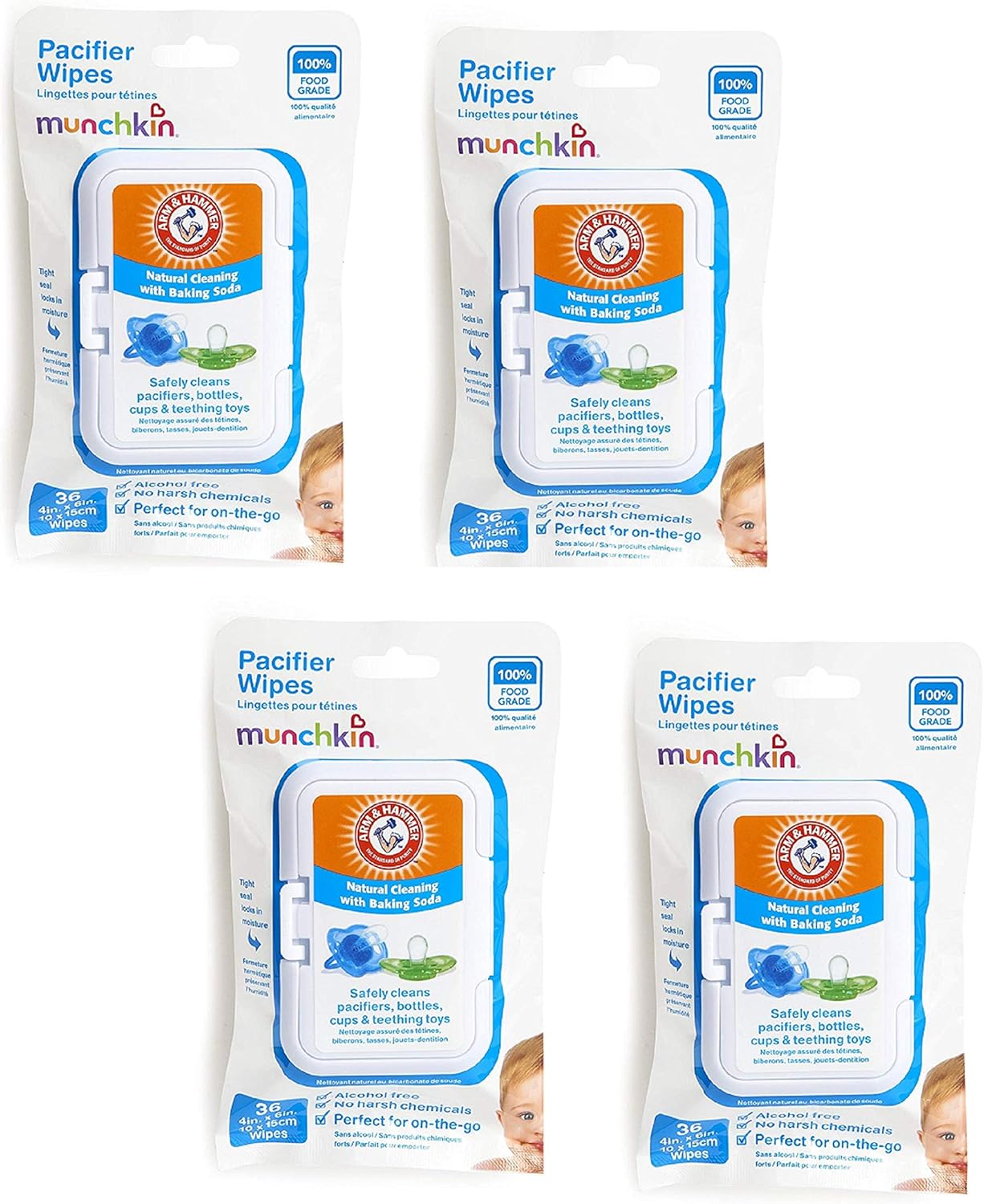 Munchkin Arm & Hammer Pacifier Wipes (4 Packs of 36 wipes each) Buy