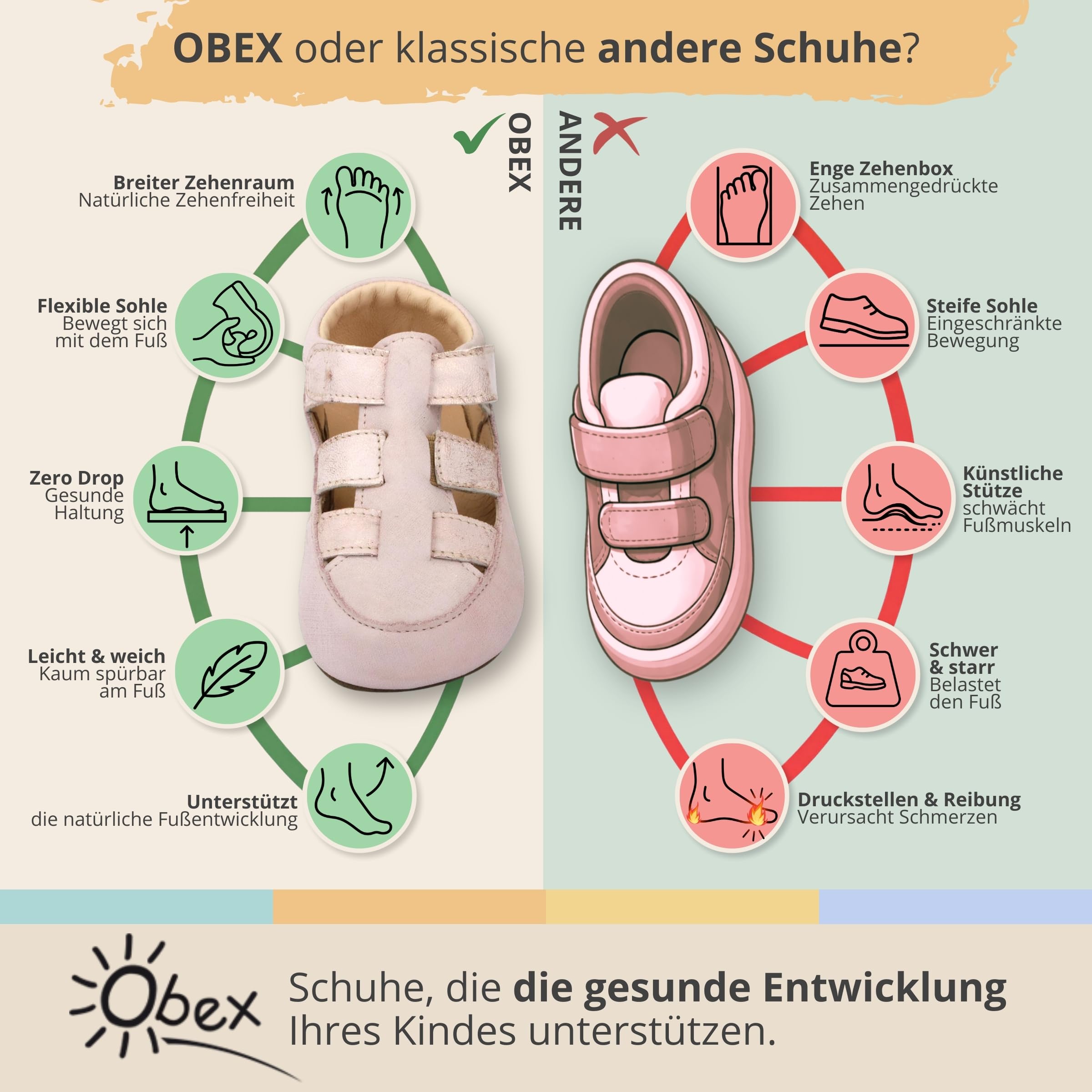 Obex pantofole da bambino in pelle antiscivolo primi passi EU 19-32