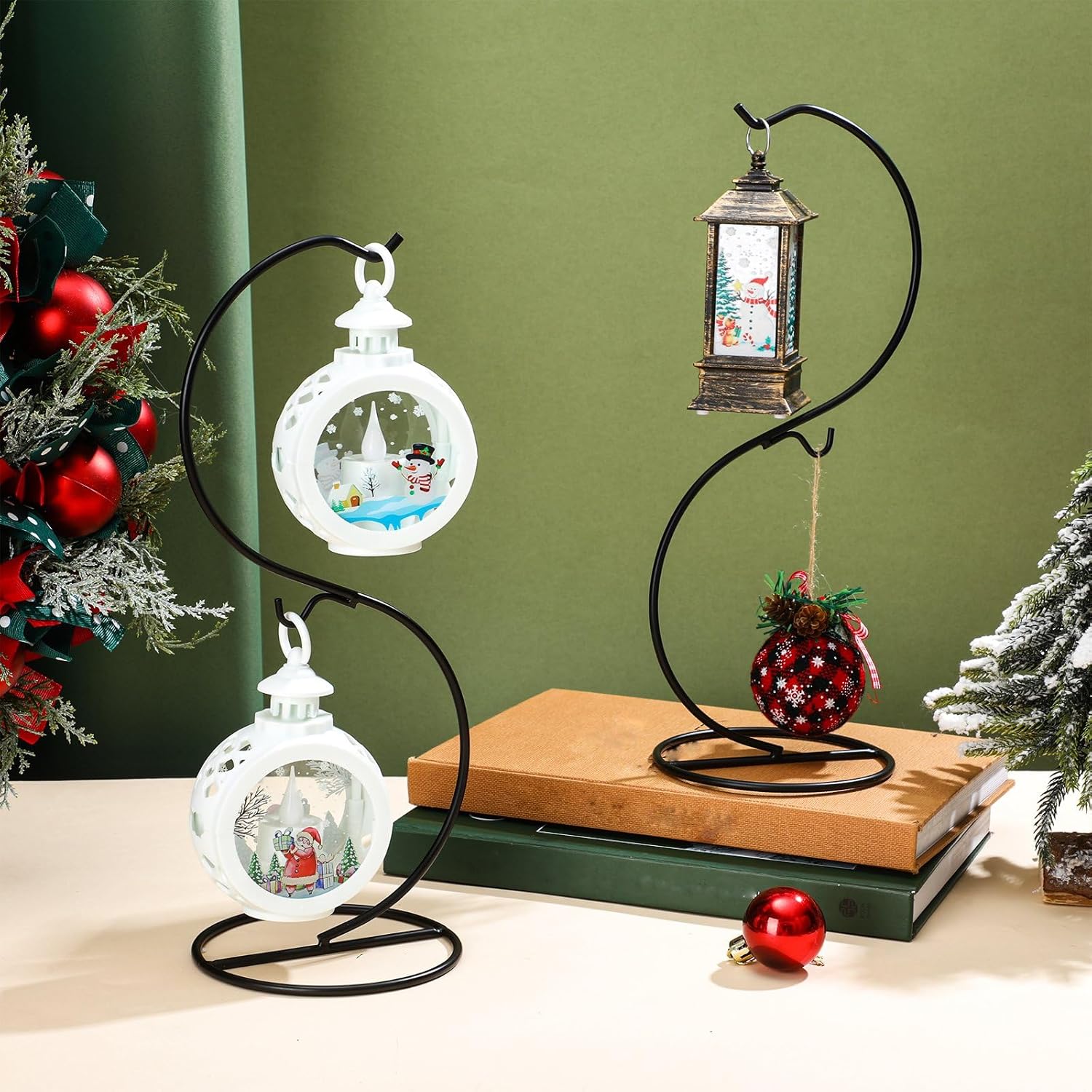 Tatuo 20 Pcs Ornament Display Stand Holder Hanger Stands Glass Ball Ornament Holder Metal Iron Hanging Hanger for Display Terrarium Air Plant(Elegant)