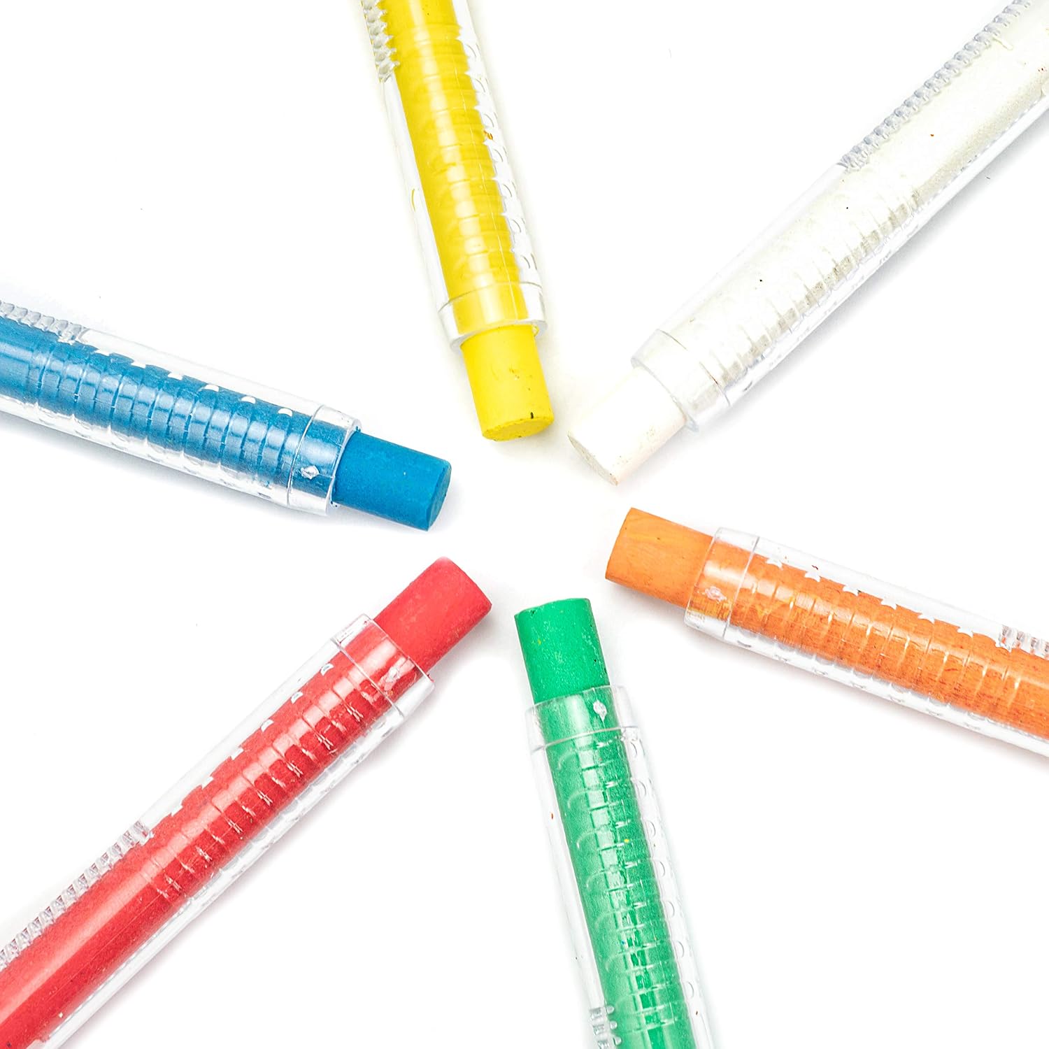 WEIMY Dustless Pushable School Chalk Non-Toxic Colored 1.0mm Blackboard Kids Children Drawing Writing, 6 Pack (White, Orange,Yellow,Red, Light blue,Light green)