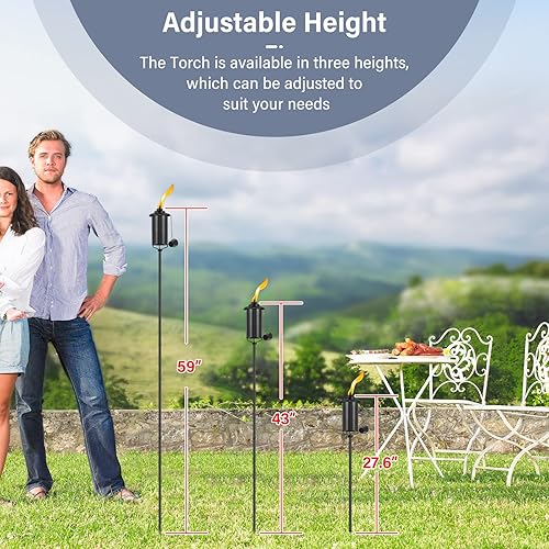 Miniatura 7 de ZSZMFH Paquete de 5 antorchas de metal para exteriores, 16 onzas, antorchas de metal para exteriores, decoración de jardín, antorchas de citronela