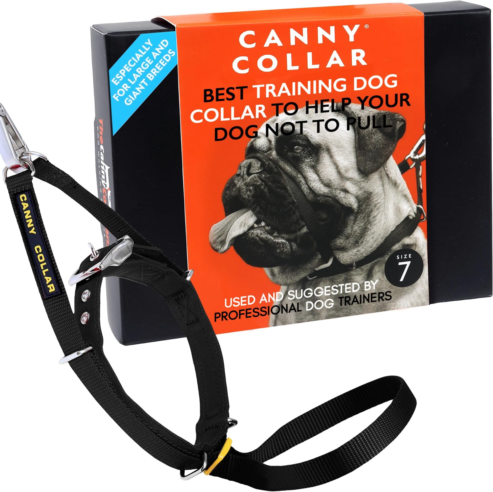Canny Collar No-Pull Dog Collar - The Kind, Gentle Head Collar for Dogs| Dog Training Tool For Easier Dog Walking | Black - Size 7