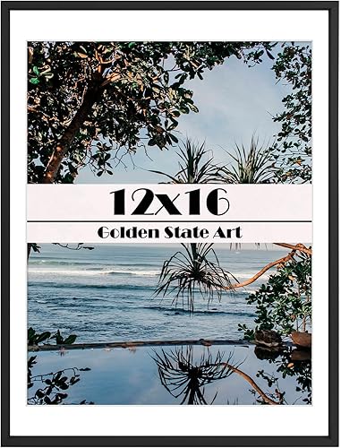 Vista 107 de Golden State Art - Marco de fotos de aluminio satinado clásico de 8 x 10 con alfombrilla de color marfil para fotos de 5 x 7 y cristal real, Dorado