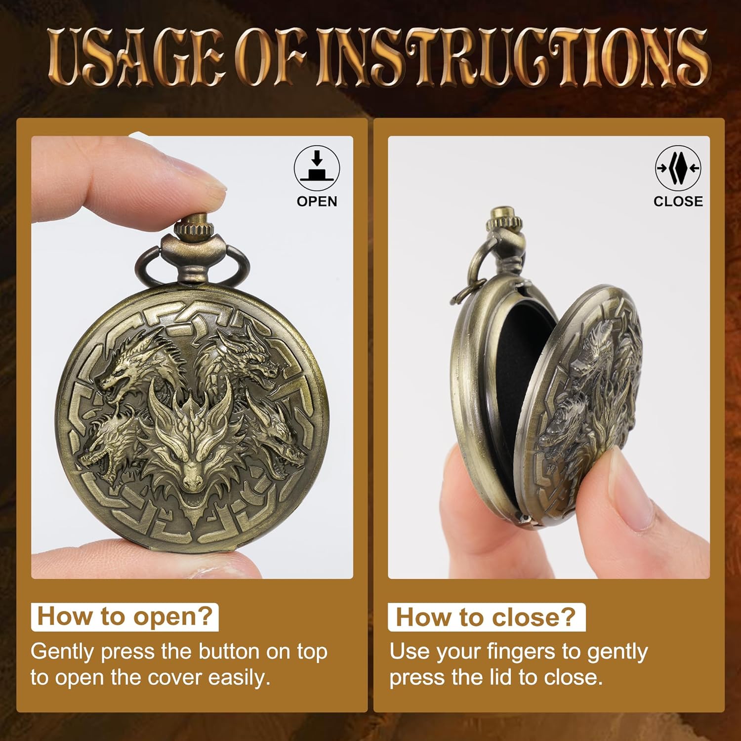 Dragon Commander Deck Box with dice Tray,Kabinka DND Dice Set, 7pcs Mini Metal Dice with Pocket Watch Shell